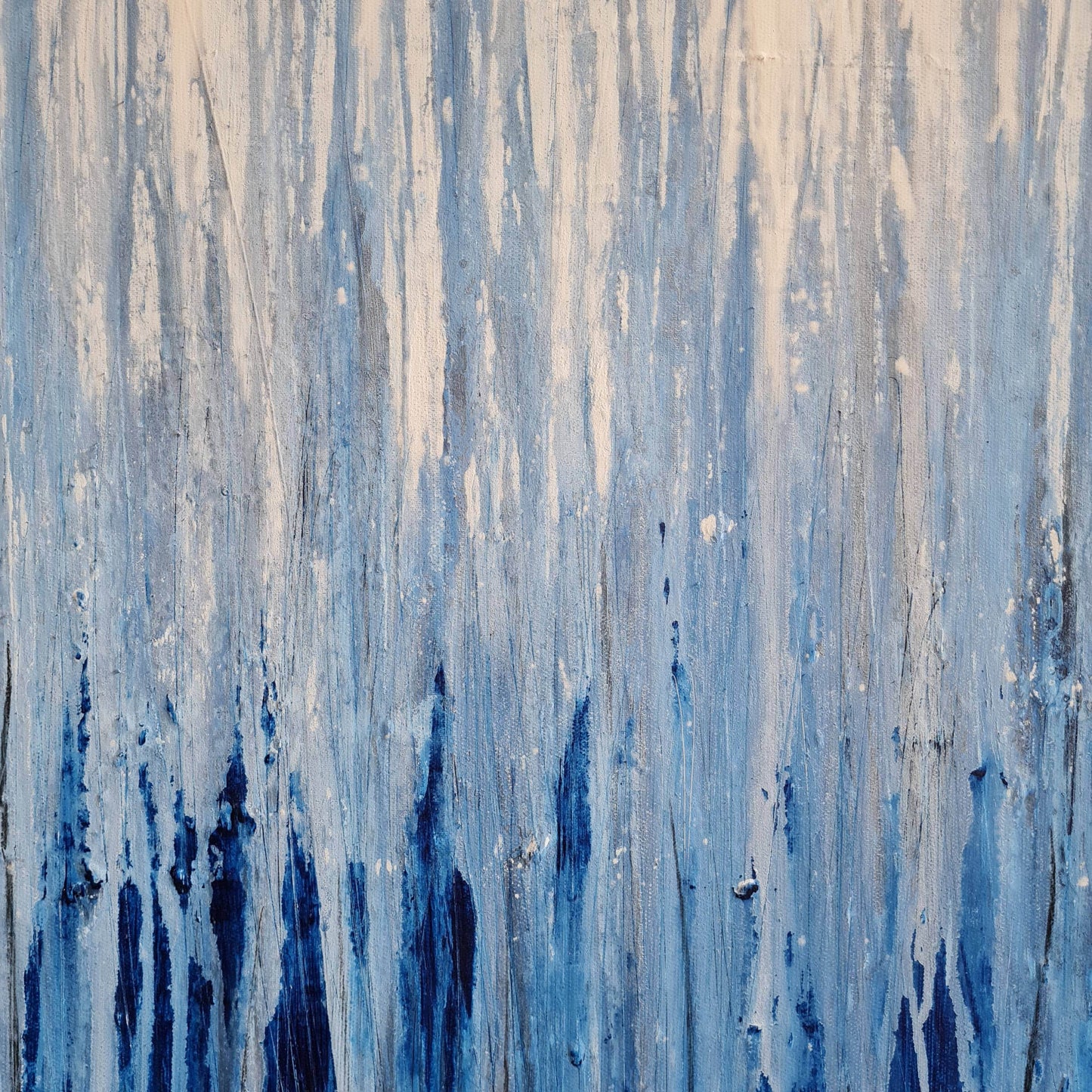 blau weißes Bild - Kratztechnik als Auftragsbild auf 100 x 70 cm Leinwand Abstrakte Bilder & moderne Auftragsmalerei, abstrakte große bilder online kaufen, Auftrags Malere