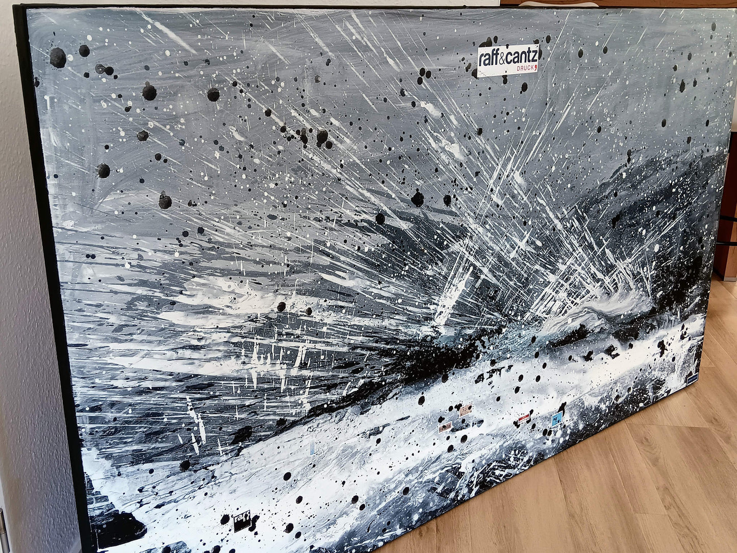 Kunst für Unternehmen / 100 x 100 cm / s/w, Kunst für Unternehmen / 190 x 110 cm / s/w, Kunst für Unternehmen / 100 x 160 cm / s/w abstrakte acrylbilder auf leinwand
