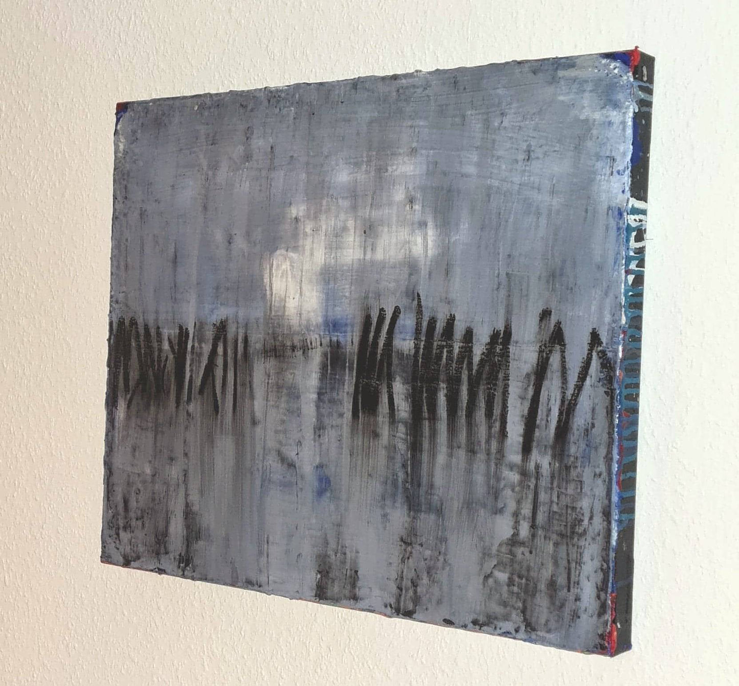 Indianerdorf / 50 x 60 cm / blau acrylbilder auf leinwand