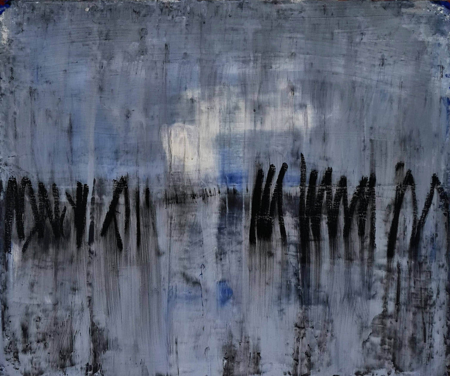 Indianerdorf / 50 x 60 cm / blau acrylbilder auf leinwand