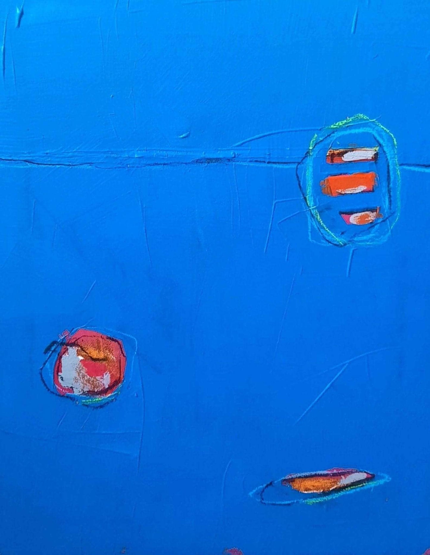 vorhandenes Unikat: Soup to go / 50 x 40 cm / blau abstrakte acrylbilder auf leinwand
