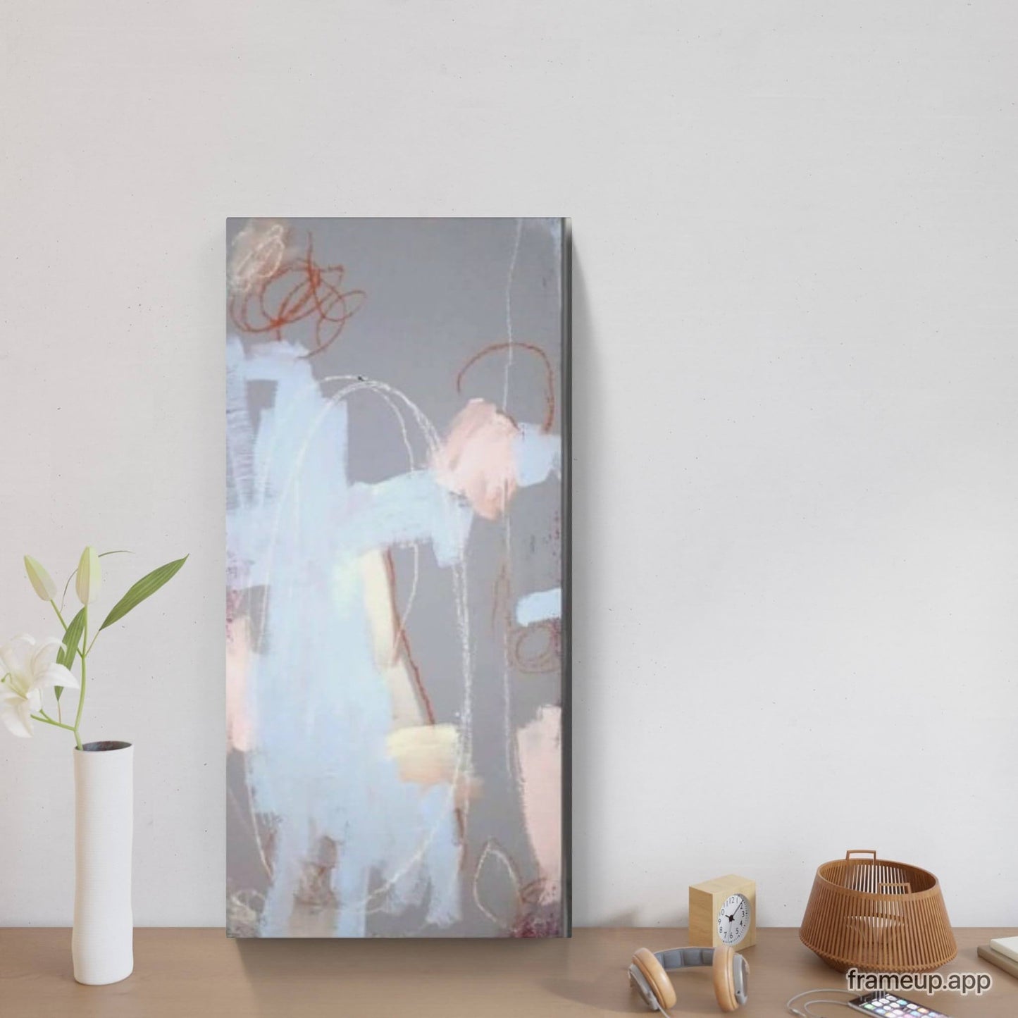 VORHANDEN / graue hellblaue Bilder / Mutterliebe / 90 x 40 cm / Art Abstrakte Bilder & moderne Auftragsmalerei, abstrakte große bilder online kaufen, Auftrags Malere