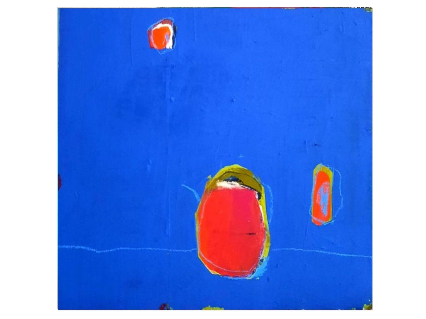 vorhandenes Unikat: Kaffee to go / 50 x 40 cm / blau abstrakte acrylbilder auf leinwand