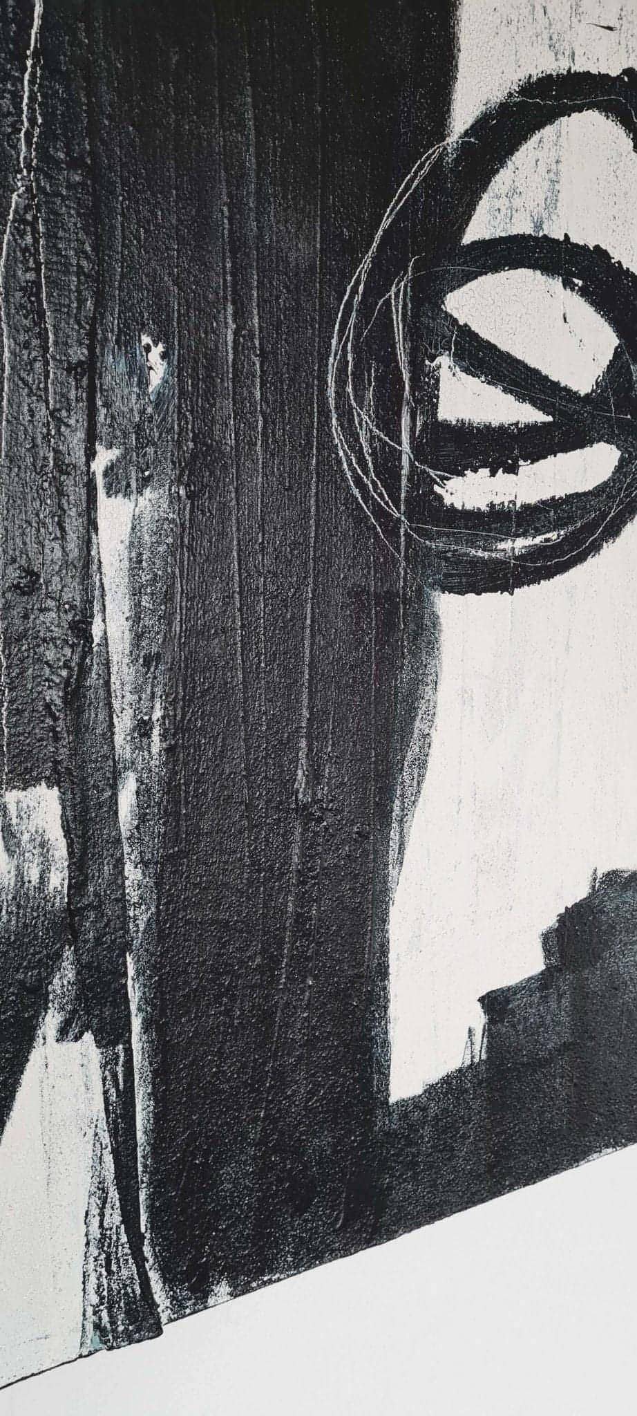 Kunst auf Augenhöhe: Schwarz-weißes Gemälde für ein stilvolles Wohnzimmer Abstrakte Bilder & moderne Auftragsmalerei, abstrakte große bilder online kaufen, Auftrags Malere