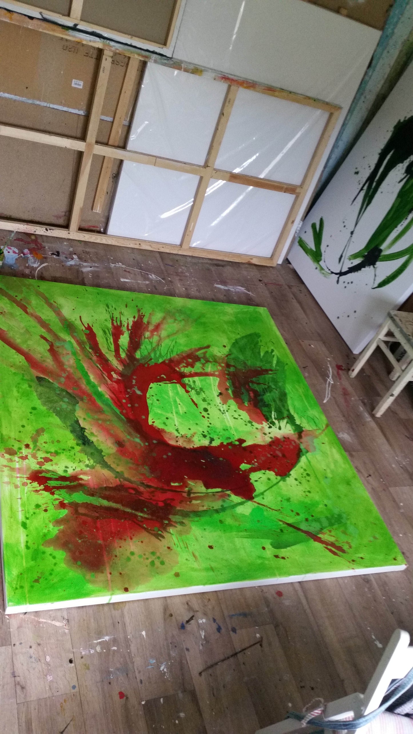 Rote große Auftragsbilder mit dem Schwung des Schmetterlings auf Bestellung Abstrakte Bilder & moderne Auftragsmalerei, abstrakte große bilder online kaufen, Auftrags Malere