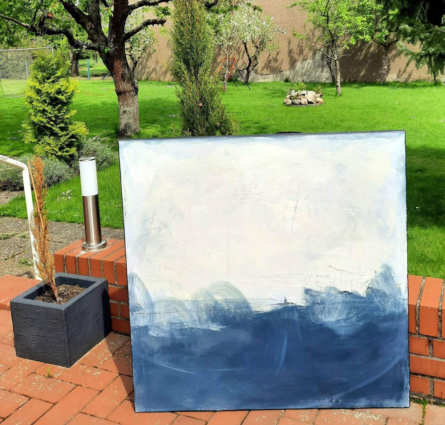Stürmische Zeiten / 100 x 100 cm / blau, Stürmische Zeiten / 120 x 120 cm / blau, Stürmische Zeiten / 160 x 160 cm / blau abstrakte acrylbilder auf leinwand