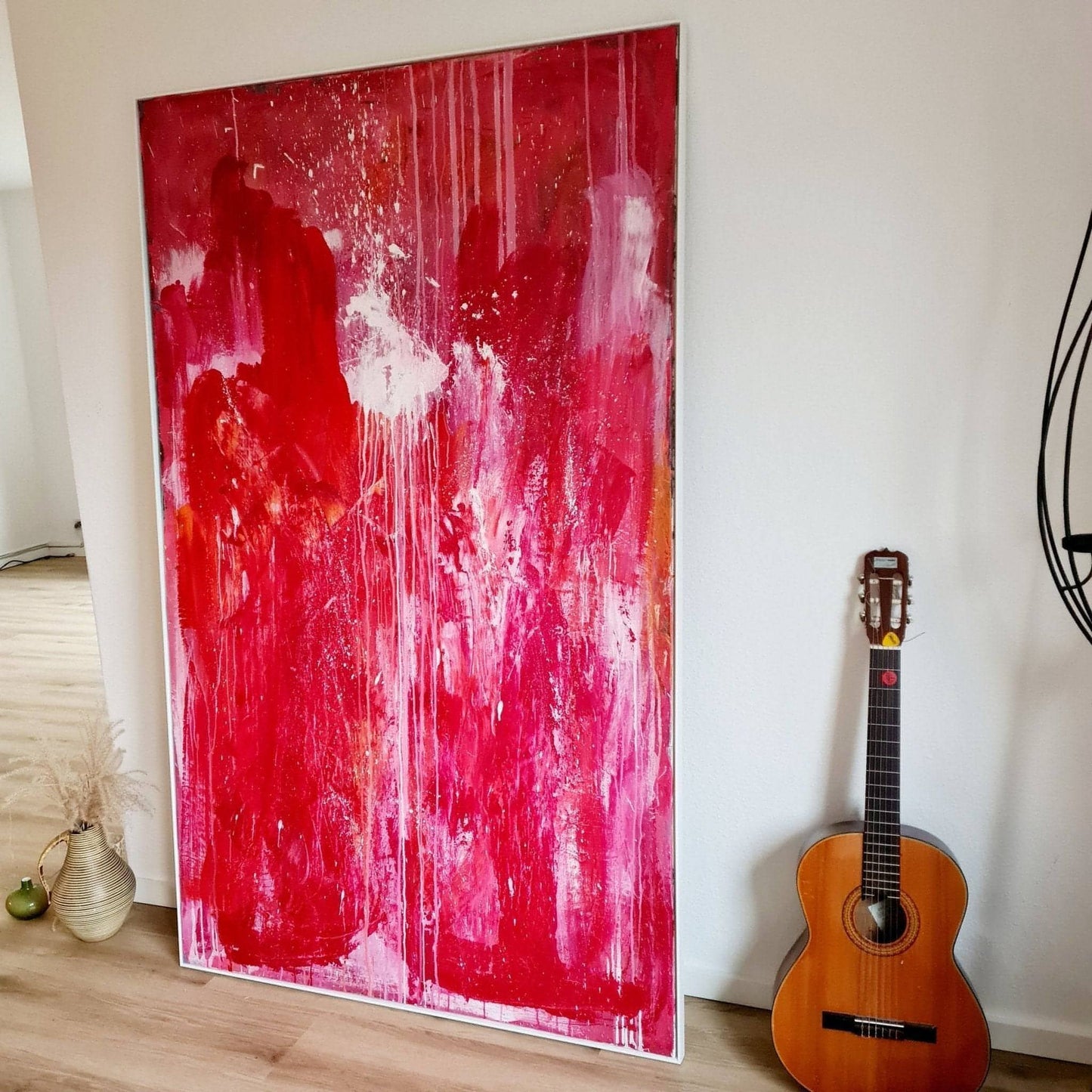115 x 185 cm - inkl. Schattenfugenrahmen / Ideenrunde / rot abstrakte acrylbilder auf leinwand