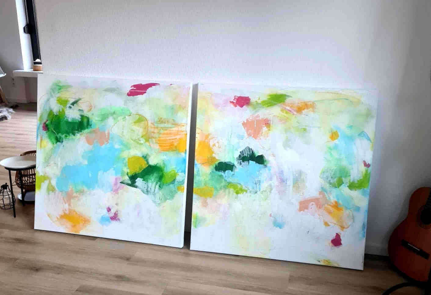 Ein Unikat in Pastell: Ein abstraktes Gemälde in frischen Farben - Atmosphäre verleihen Abstrakte Bilder & moderne Auftragsmalerei, abstrakte große bilder online kaufen, Auftrags Malere