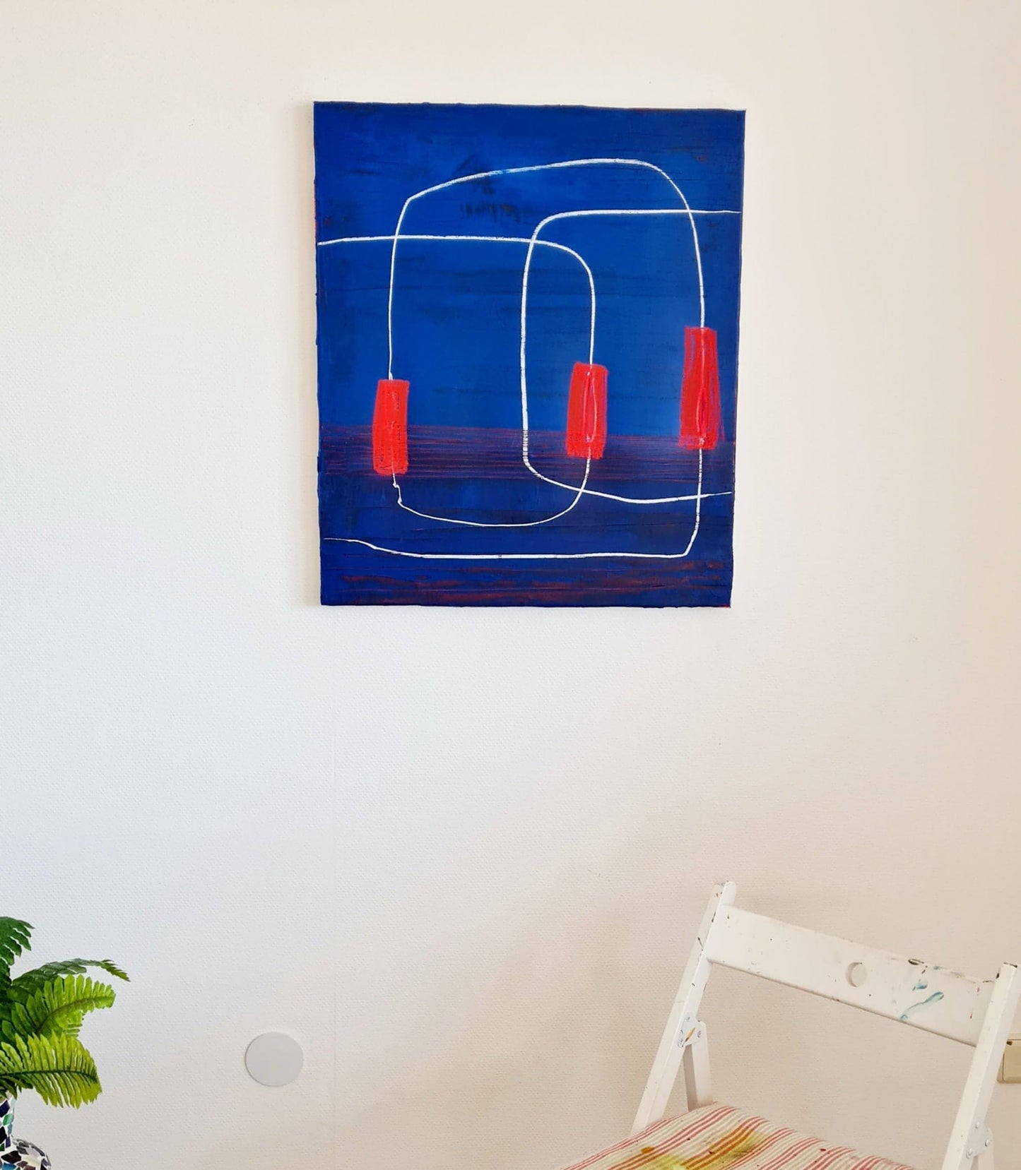 Kraftvolle Harmonie: Ein abstraktes moderndes Gemälde in Blau Rot Abstrakte Bilder & moderne Auftragsmalerei, abstrakte große bilder online kaufen, Auftrags Malere