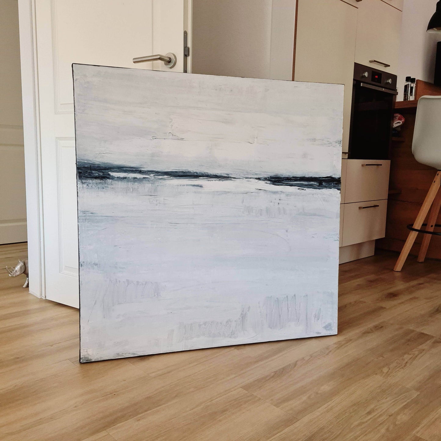 Weiße Kunst mit Schifferhäuschen-Motiv für dein Wohnzimmer Abstrakte Bilder & moderne Auftragsmalerei, abstrakte große bilder online kaufen, Auftrags Malere