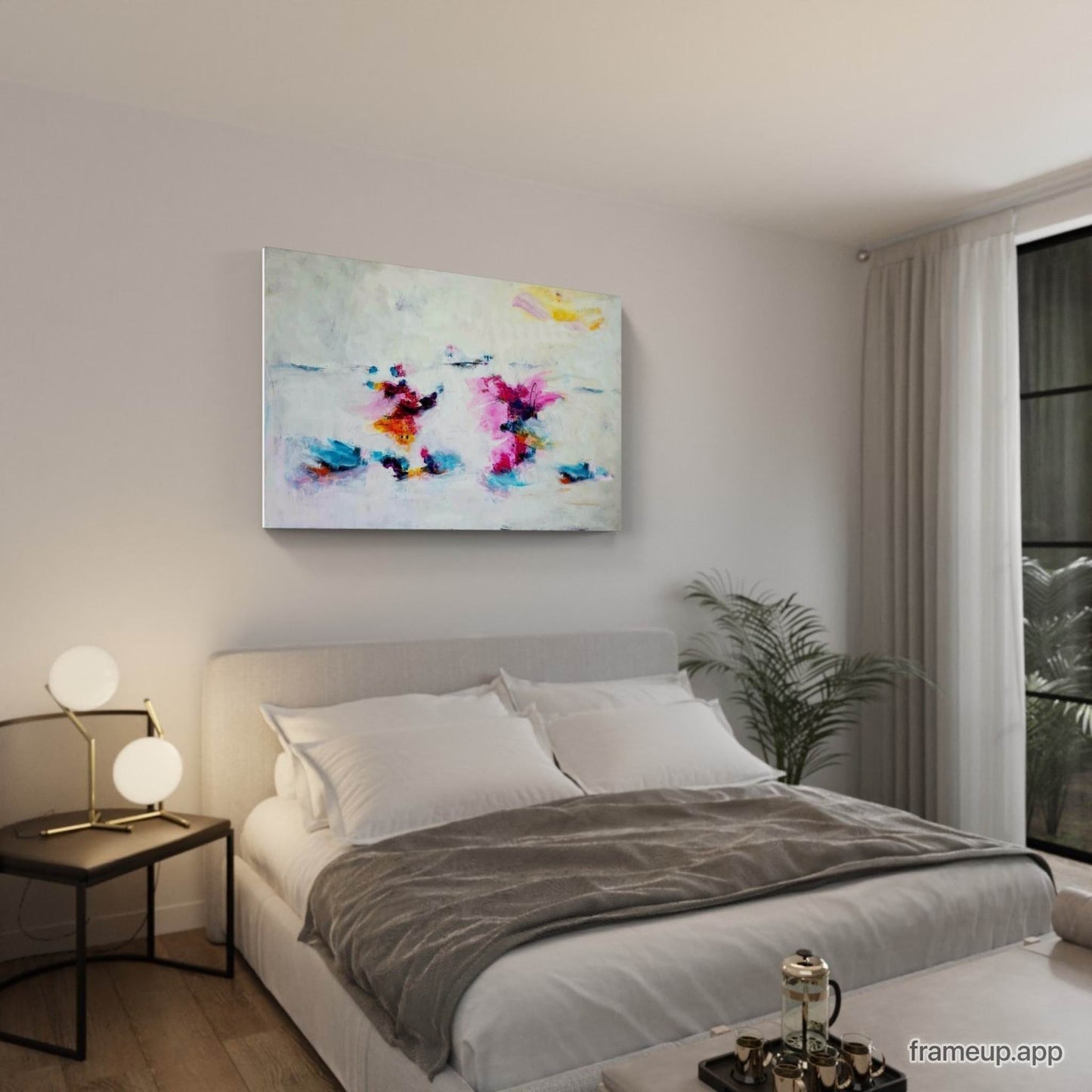 Liebestanz auf 220 x 120 cm / weiss / Direkt zum Aufhängen abstrakte acrylbilder auf leinwand