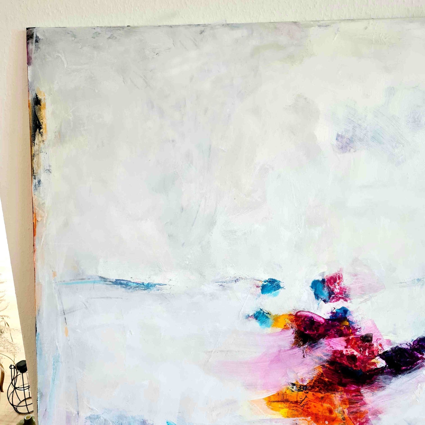Liebestanz auf 220 x 120 cm / weiss / Direkt zum Aufhängen abstrakte acrylbilder auf leinwand
