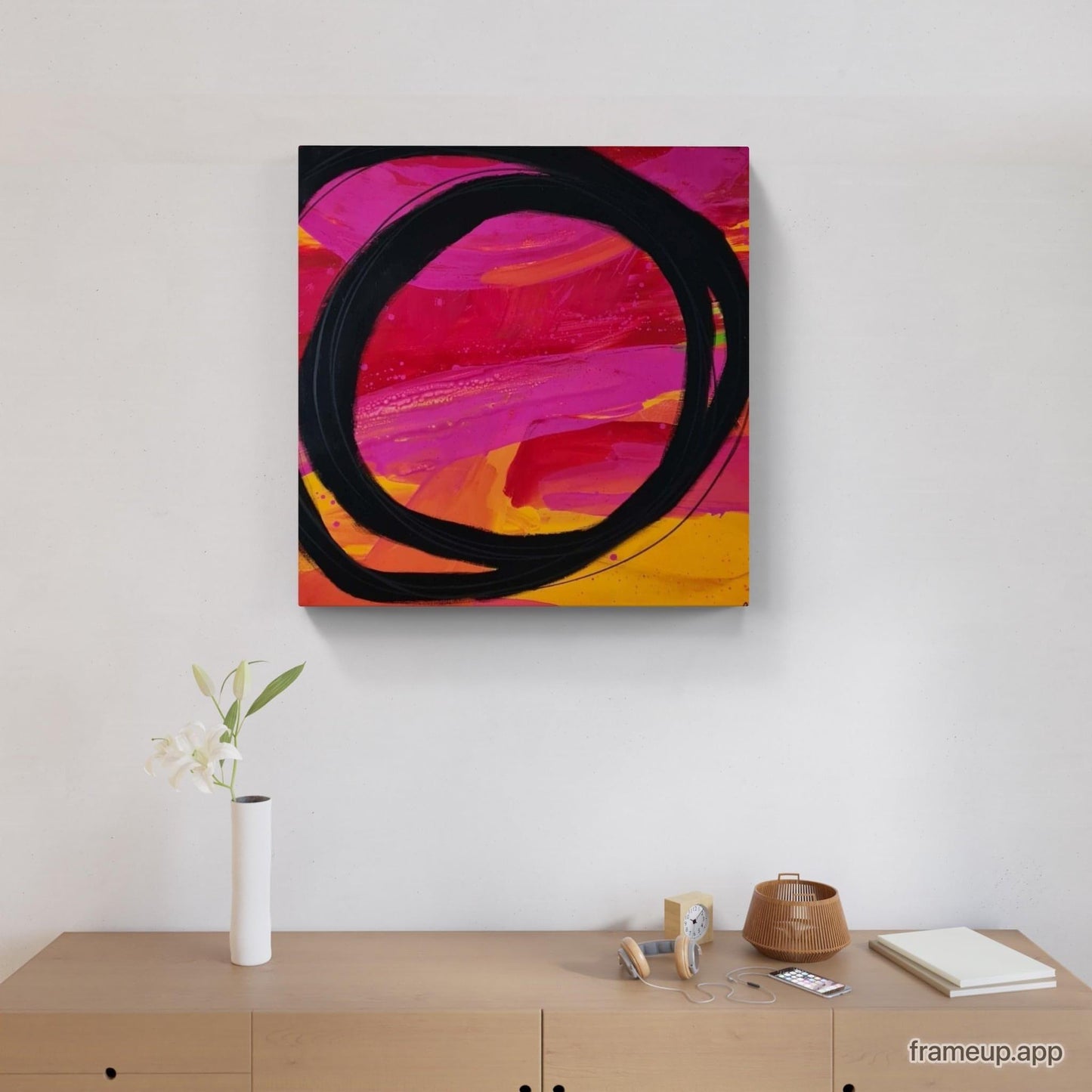 rotes Bild - Farbenprächtiges Kunstwerk: Abstraktes Gemälde Abstrakte Bilder & moderne Auftragsmalerei, abstrakte große bilder online kaufen, Auftrags Malere