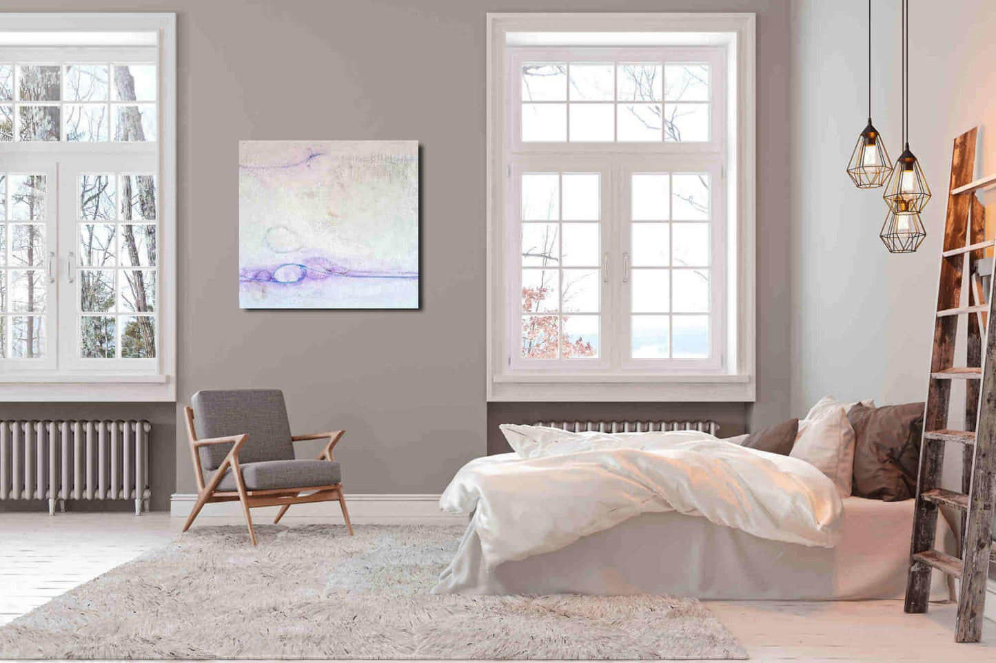 Sommeranfang in abstraktem Weiß: Acrylbild als individueller Auftrag Abstrakte Bilder & moderne Auftragsmalerei, abstrakte große bilder online kaufen, Auftrags Malere