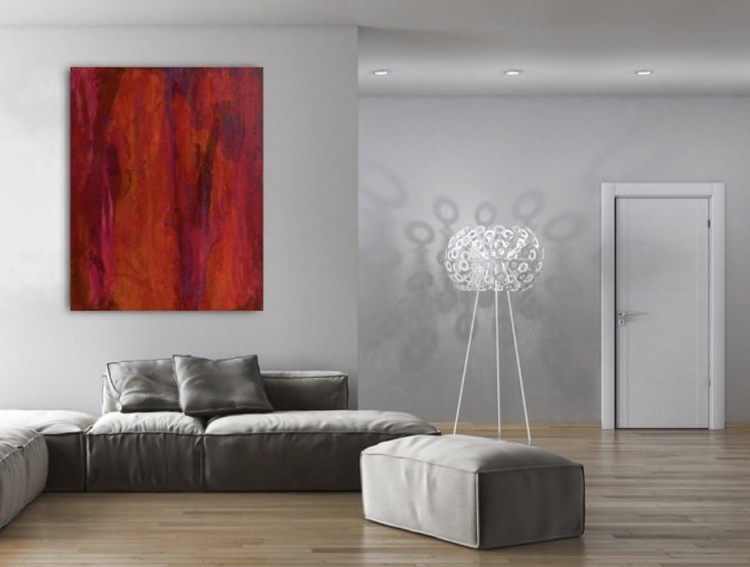 Abstraktes rotes Gemälde in Rot: Gebündelte Energie als kraftvolles Kunstwerk Abstrakte Bilder & moderne Auftragsmalerei, abstrakte große bilder online kaufen, Auftrags Malere