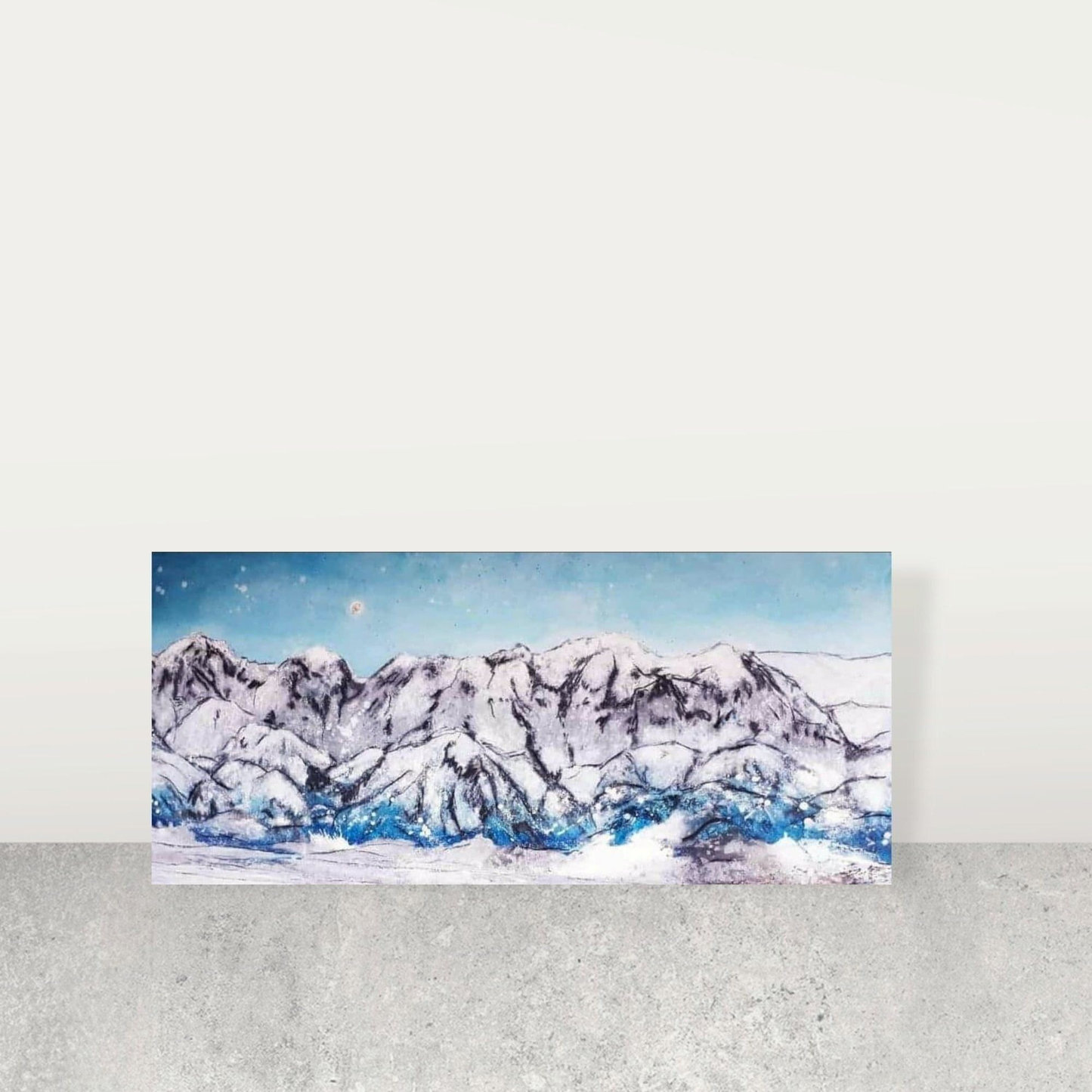150 x 60 cm / blau / Lieblingsgebirge, 160 x 100 cm / blau / Lieblingsgebirge, 200 x 100 cm / blau / Lieblingsgebirge, Panoramaformat 250 x 70 cm / blau / Lieblingsgebirge abstrakte acrylbilder auf leinwand Auftragsmalerei