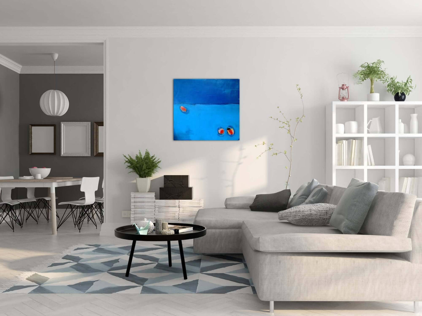 Winterruhe / 60 x 60 cm / blau, Winterruhe / 120 x 120 cm / blau, Winterruhe / 120 x 200 cm / blau abstrakte acrylbilder auf leinwand