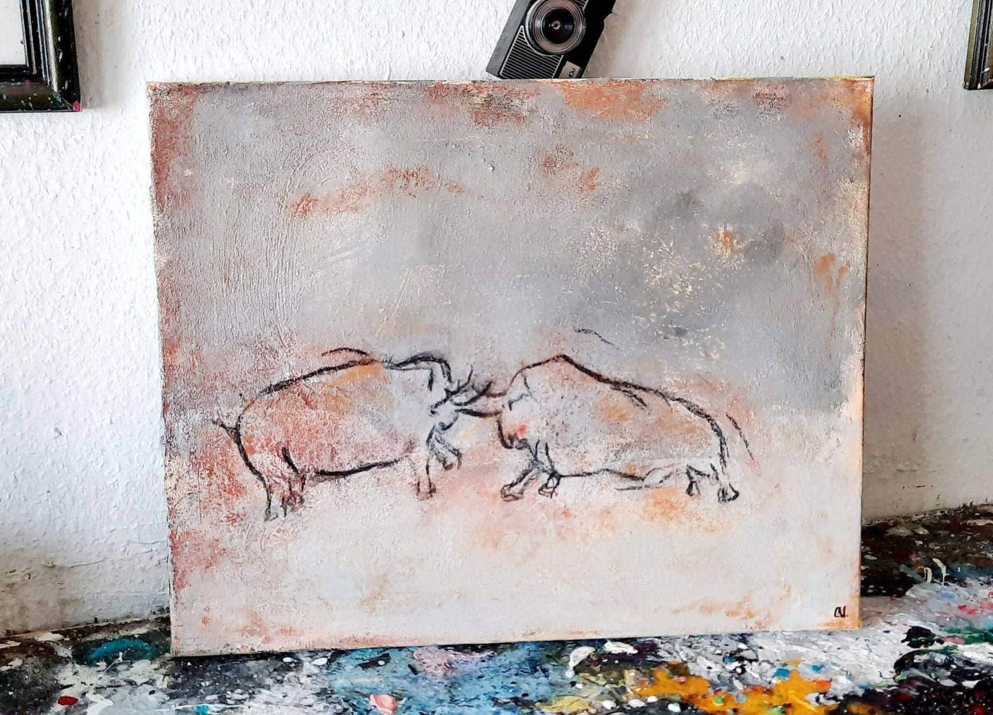 Individuelle Stierbilder, Wasserbüffel-Gemälde: Kunstwerke von Hand gestaltet Abstrakte Bilder & moderne Auftragsmalerei, abstrakte große bilder online kaufen, Auftrags Malere