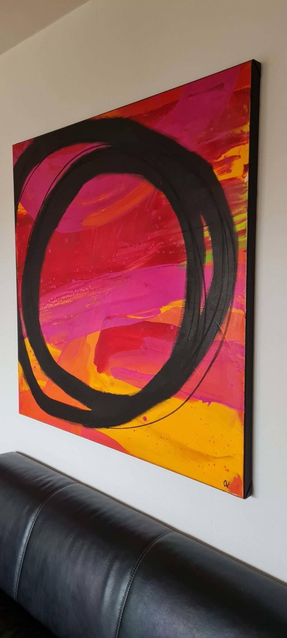rotes Bild - Farbenprächtiges Kunstwerk: Abstraktes Gemälde Abstrakte Bilder & moderne Auftragsmalerei, abstrakte große bilder online kaufen, Auftrags Malere