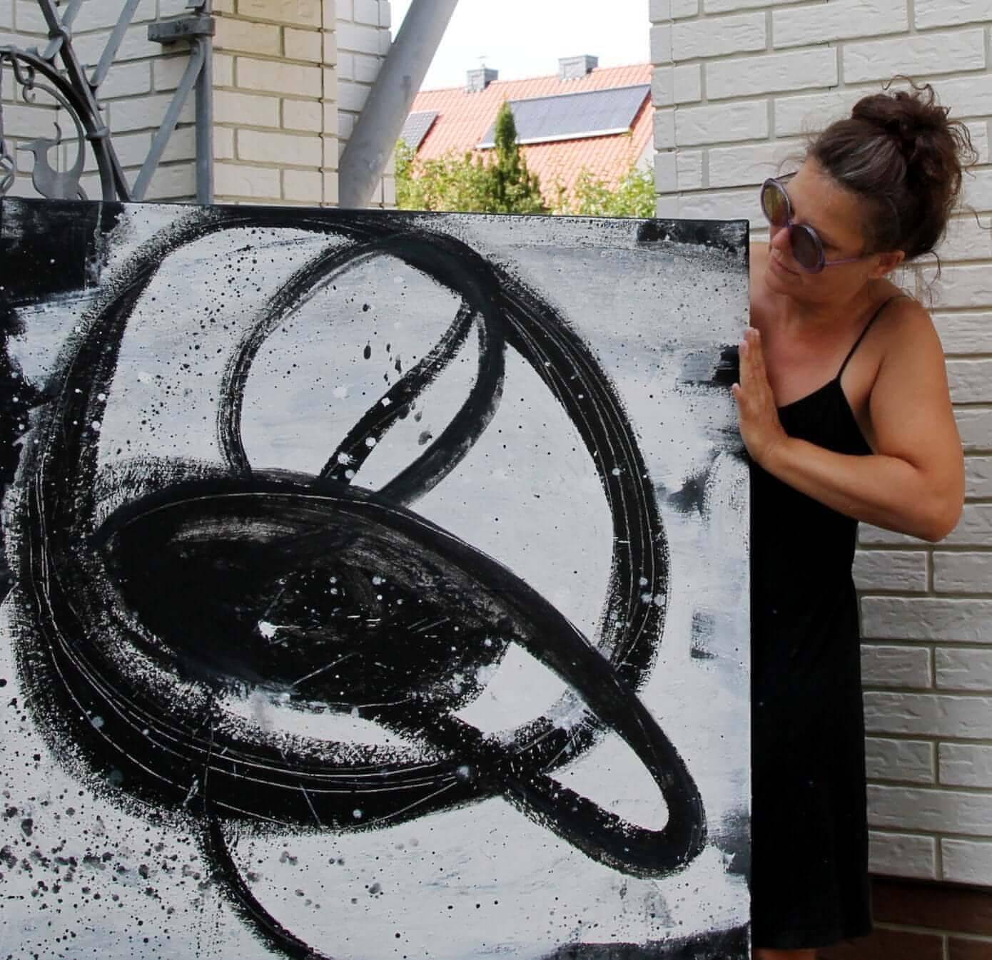 120 x 120 cm / s/w / Nightswimming, 160 x 100 cm / s/w / Nightswimming, 100 x 100 cm / s/w / Nightswimming, 160 x 160 cm / s/w / Nightswimming abstrakte acrylbilder auf leinwand