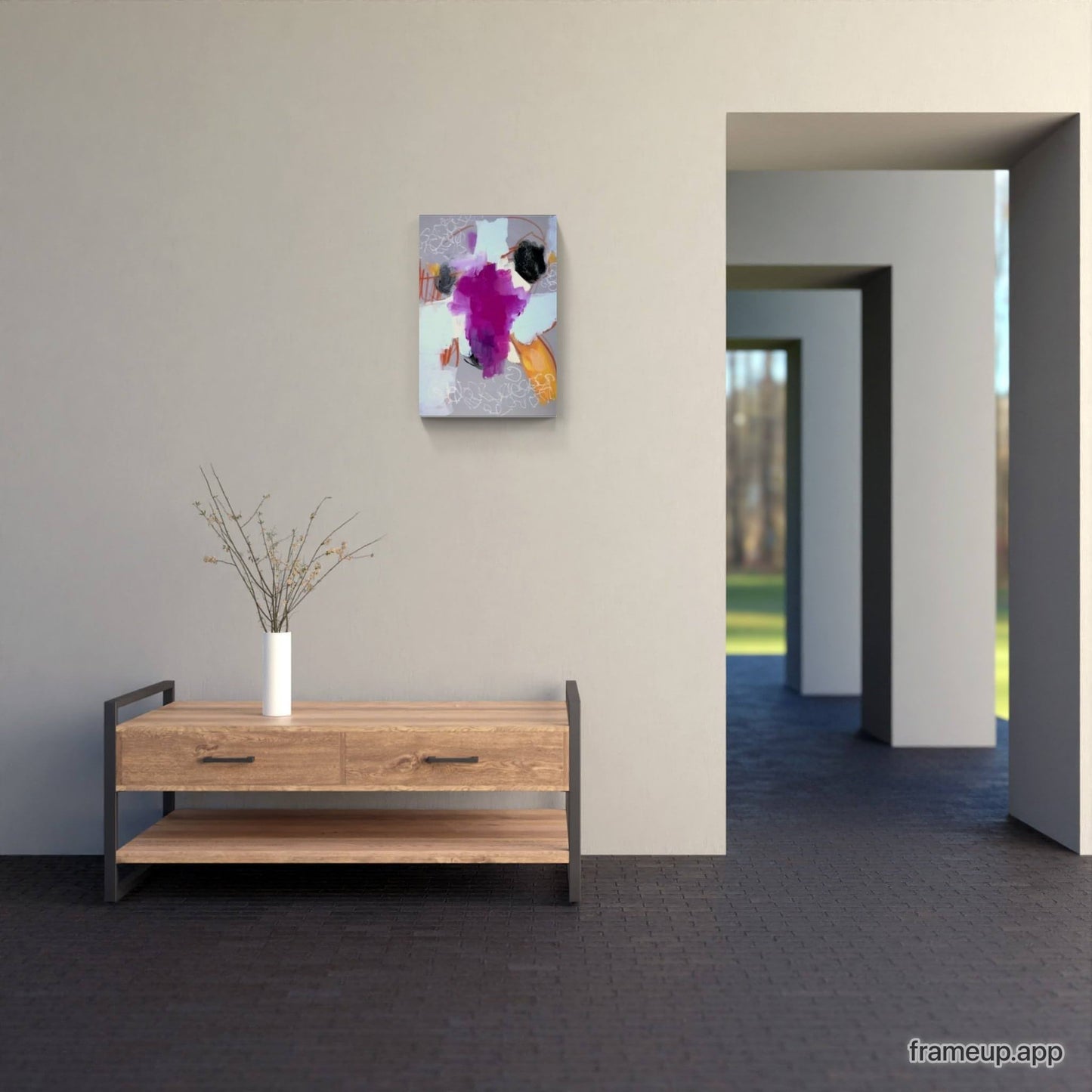 vorhandenes Unikat: Friedliches Landleben / 50 x 40 cm / grau abstrakte acrylbilder auf leinwand