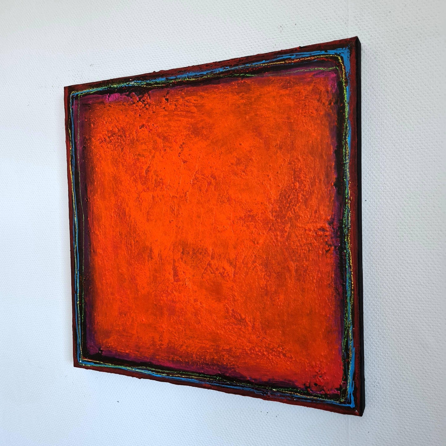 Kräftige Farben und Lebenslinien: Unikat aus dem Atelier in Rot, Orange und Schwarz Abstrakte Bilder & moderne Auftragsmalerei, abstrakte große bilder online kaufen, Auftrags Malere