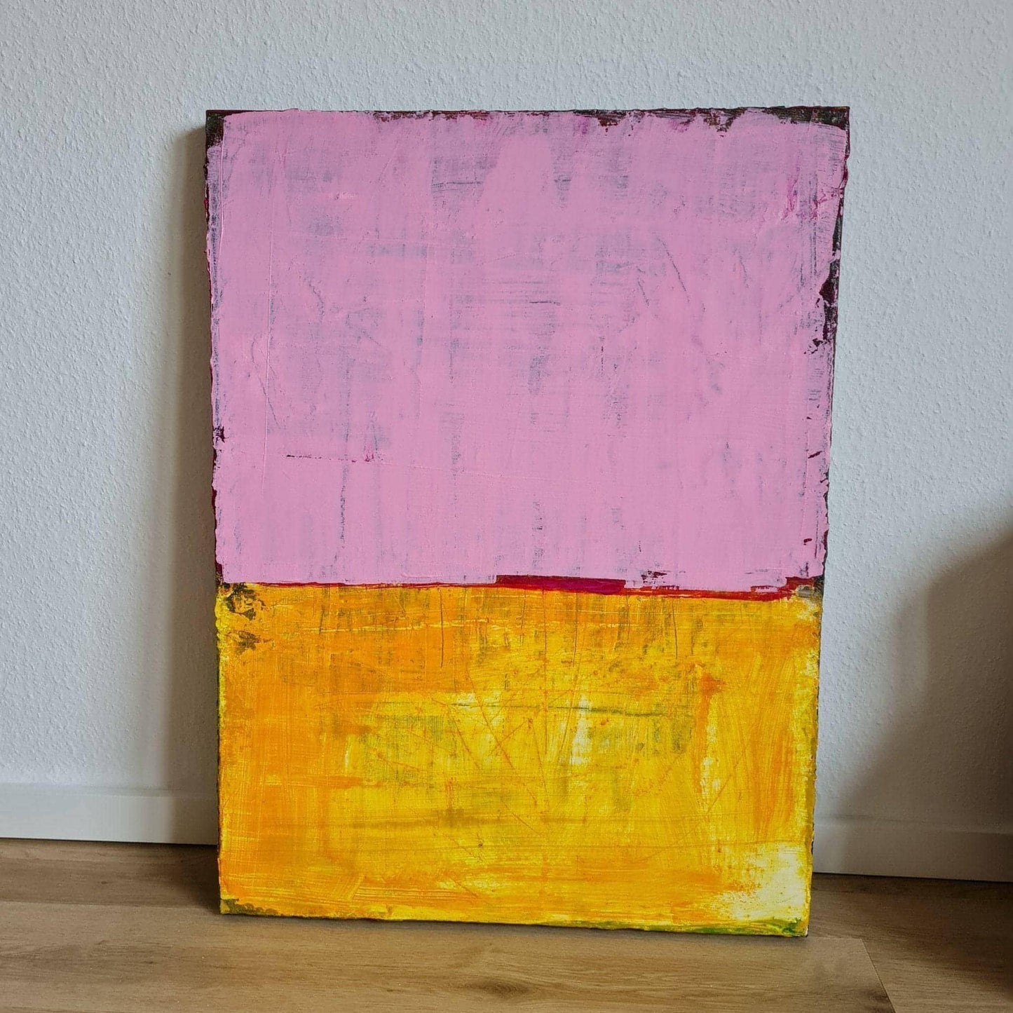 Individuelles Kunstwerk - Pink-gelbes, modernes Bild auf Bestellung Rastbank / rosa / 80 x 60 cm, Rastbank / rosa / 100 x 80 cm, Rastbank / rosa / 100 x 120 cm, Rastbank / rosa / 120 x 140 cm, Rastbank / rosa / 100 x 160 cm, Rastbank / rosa / 160 x 160 cm, Rastbank / rosa / 140 x 140 cm Abstrakte Bilder & moderne Auftragskunst Abstrakte Bilder von Conny Wachsmann in Auftrag geben - Bringen Sie Ihre und meine Vision zum Leben