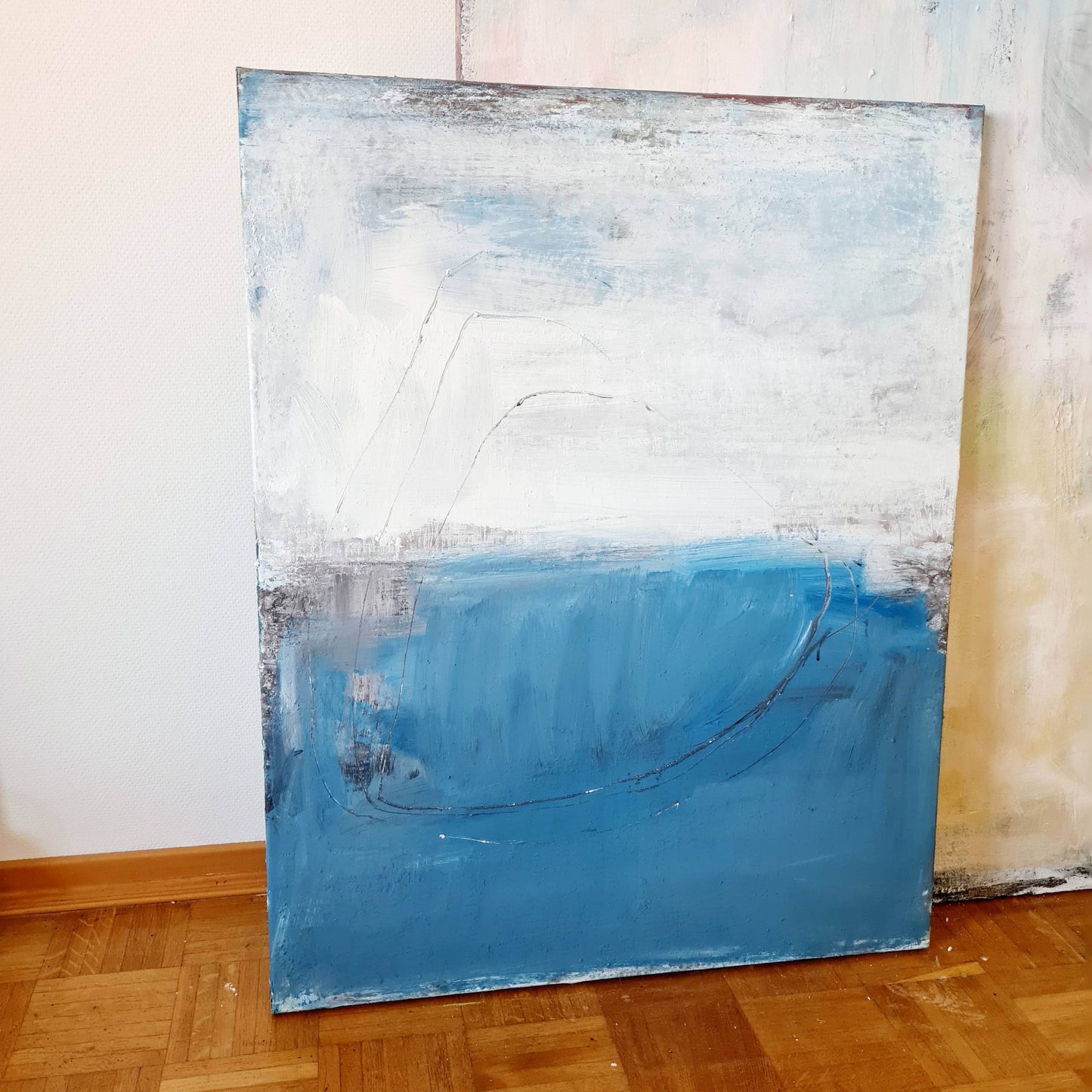 Meeresschwingung / 100 x 80 cm / Blau, Meeresschwingung / 160 x 160 cm / Blau abstrakte acrylbilder auf leinwand