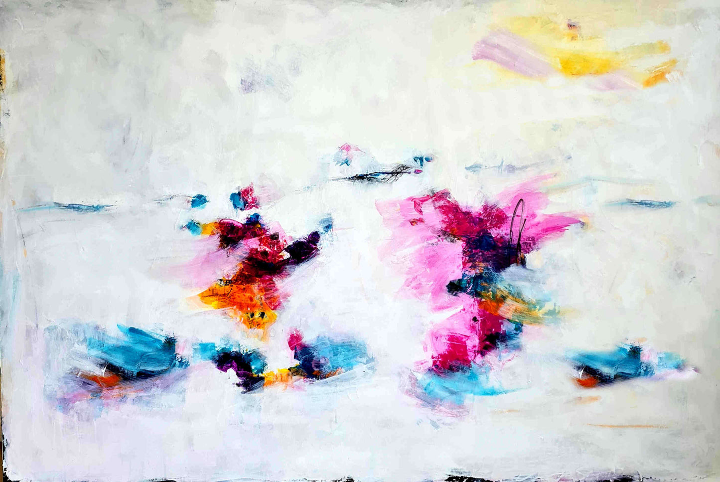 Liebestanz auf 220 x 120 cm / weiss / Direkt zum Aufhängen abstrakte acrylbilder auf leinwand
