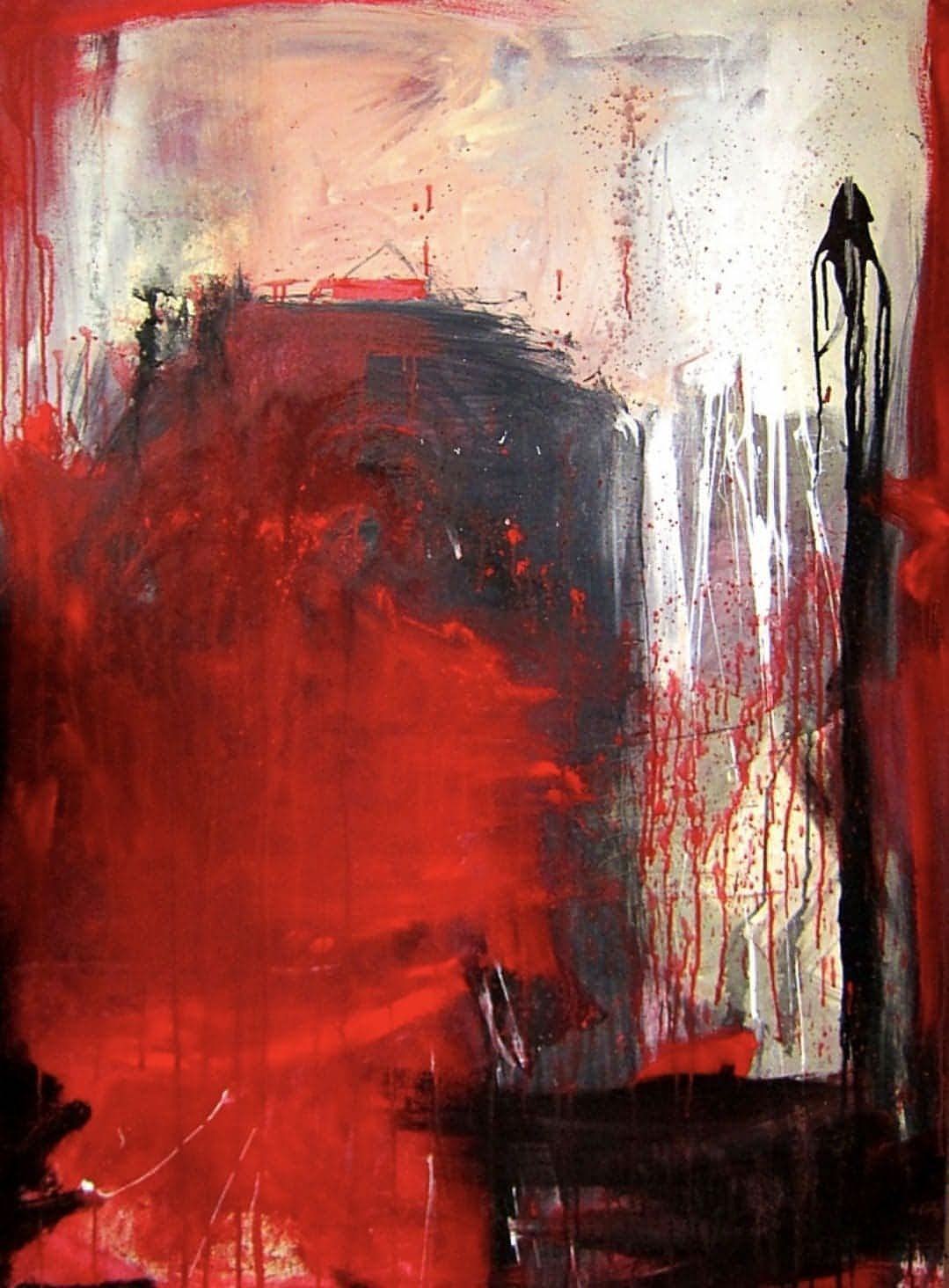 Abstraktes Bild in Schwarz-Rot - Ein Schrei nach Liebe (Song von den Ärzten) Abstrakte Bilder & moderne Auftragsmalerei, abstrakte große bilder online kaufen, Auftrags Malere