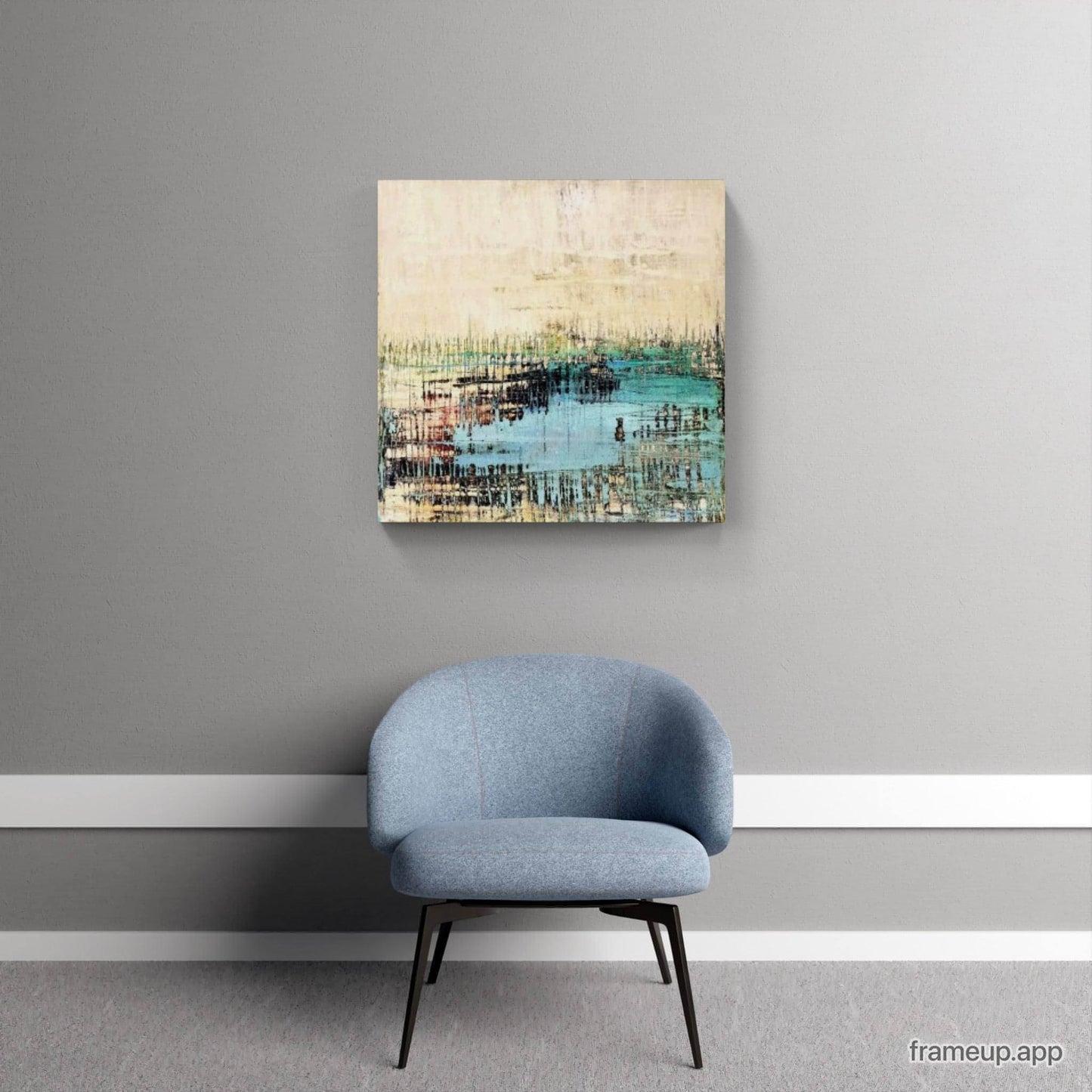 abstraktes Bild in beige, türkis - Hafenschilf mal anders - Moderne Auftragsmalerei Abstrakte Bilder & moderne Auftragsmalerei, abstrakte große bilder online kaufen, Auftrags Malere