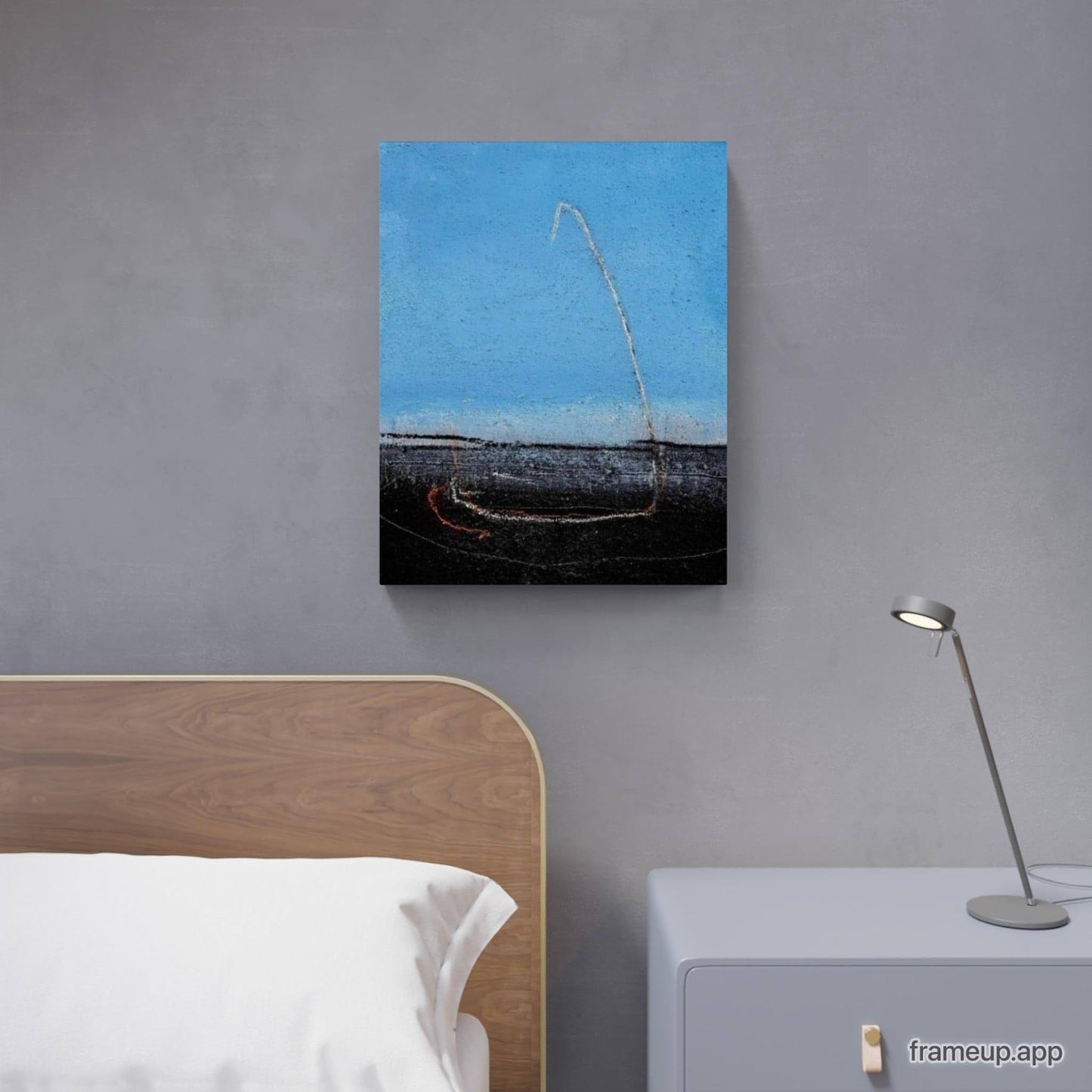 VORHANDEN / Blaues Bild mit Segelschiff / 50 x 40 cm Abstrakte Bilder & moderne Auftragsmalerei, abstrakte große bilder online kaufen, Auftrags Malere