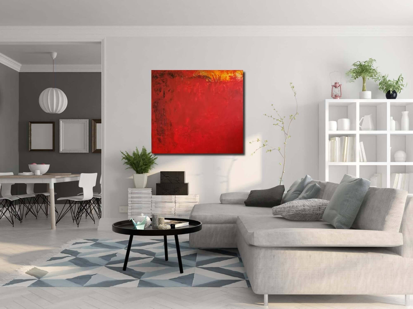 Warme Herbstsonne / 120 x 120 cm / rot abstrakte acrylbilder auf leinwand