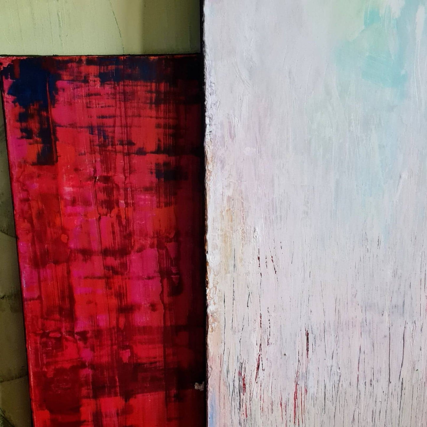 Zwei in einem Boot / 130 x 90 cm / weiss pastell abstrakte acrylbilder auf leinwand