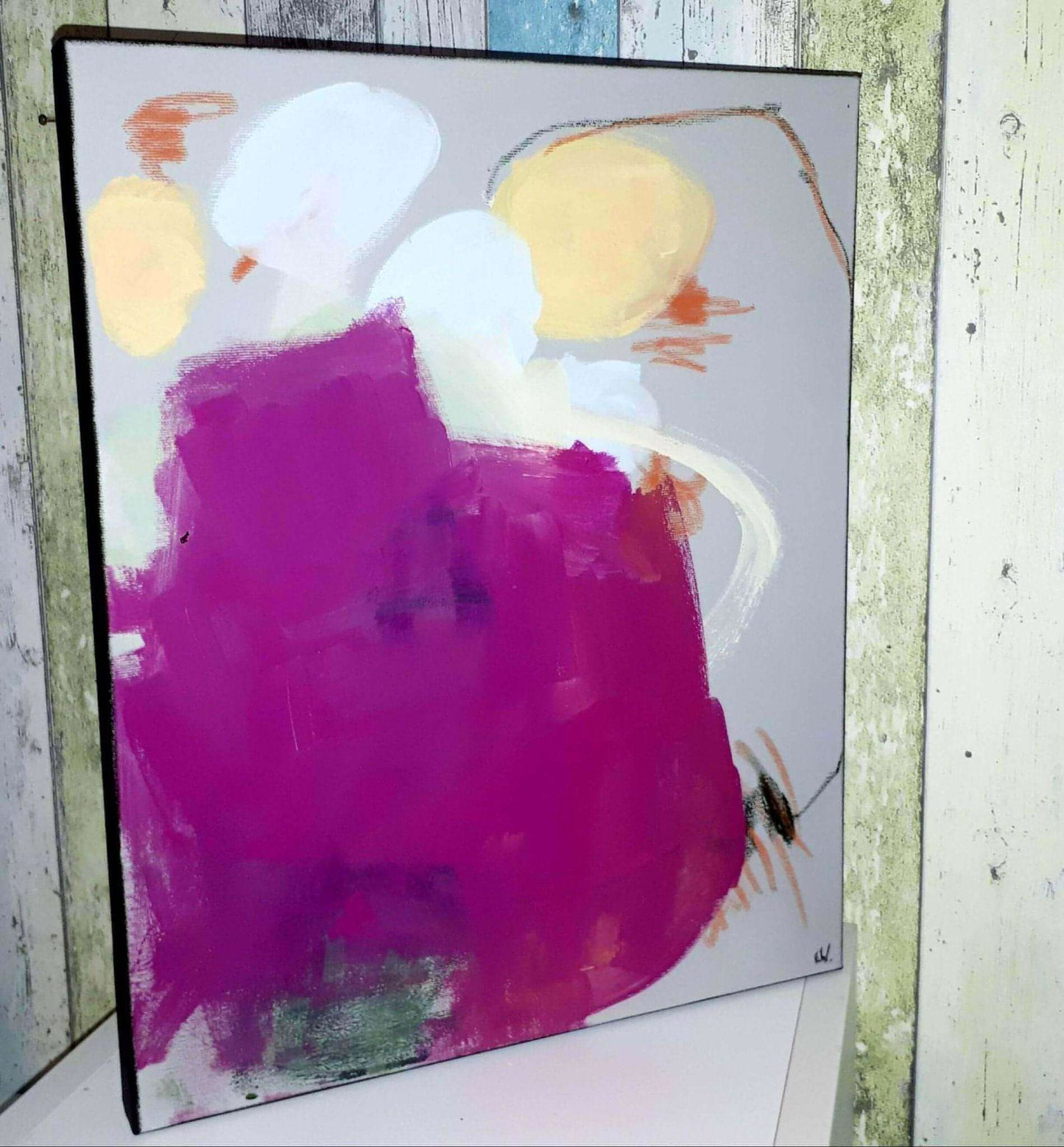 vorhandenes Unikat: Wettersessel / 60 x 40 cm / lila abstrakte acrylbilder auf leinwand