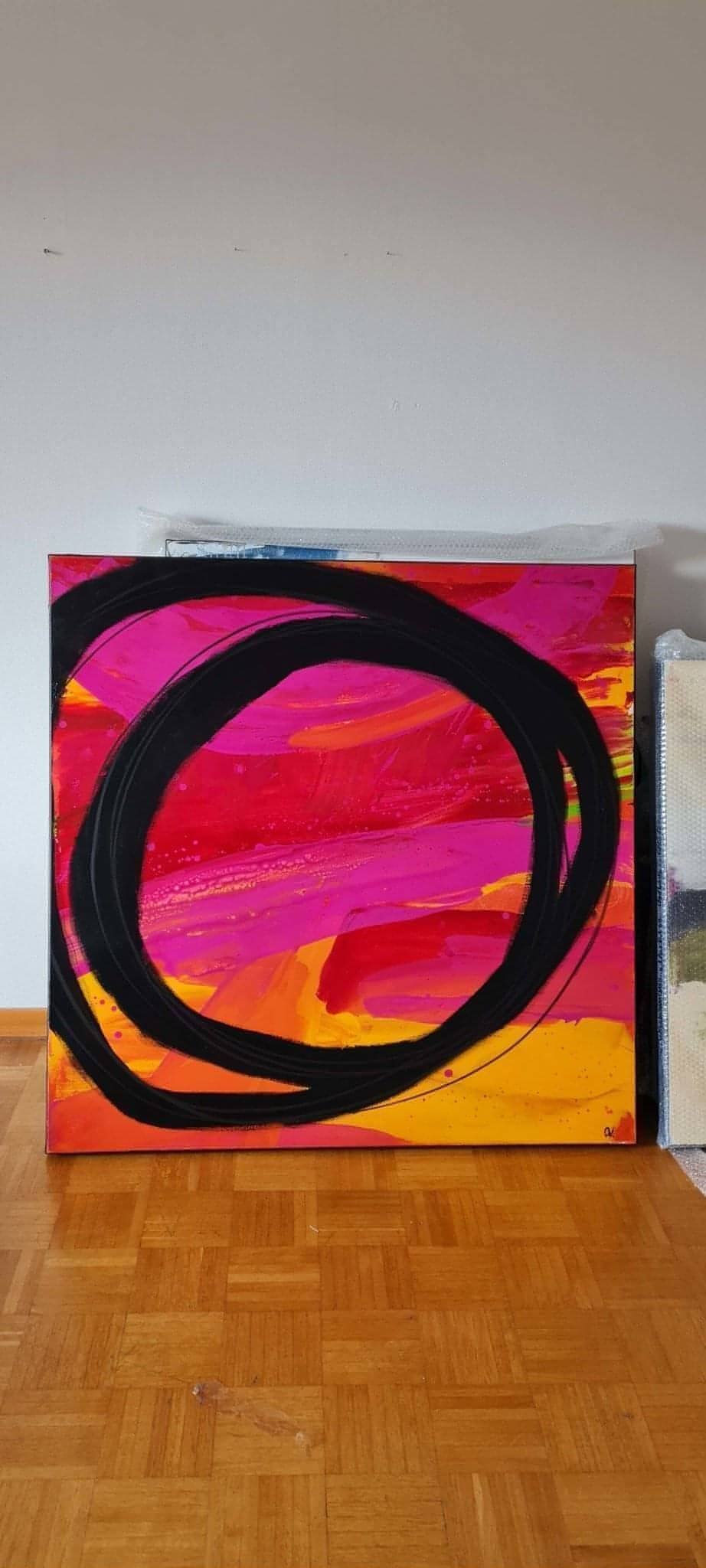rotes Bild - Farbenprächtiges Kunstwerk: Abstraktes Gemälde Abstrakte Bilder & moderne Auftragsmalerei, abstrakte große bilder online kaufen, Auftrags Malere