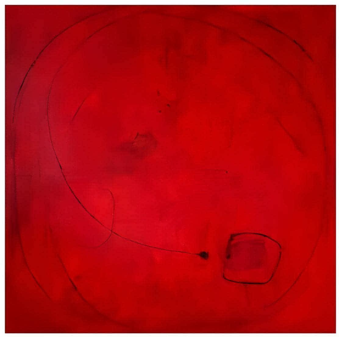 vorhandenes Unikat: Sommerzeit inkl. Schattenfugenrahmen / 120 x 120 cm / rot abstrakte acrylbilder auf leinwand