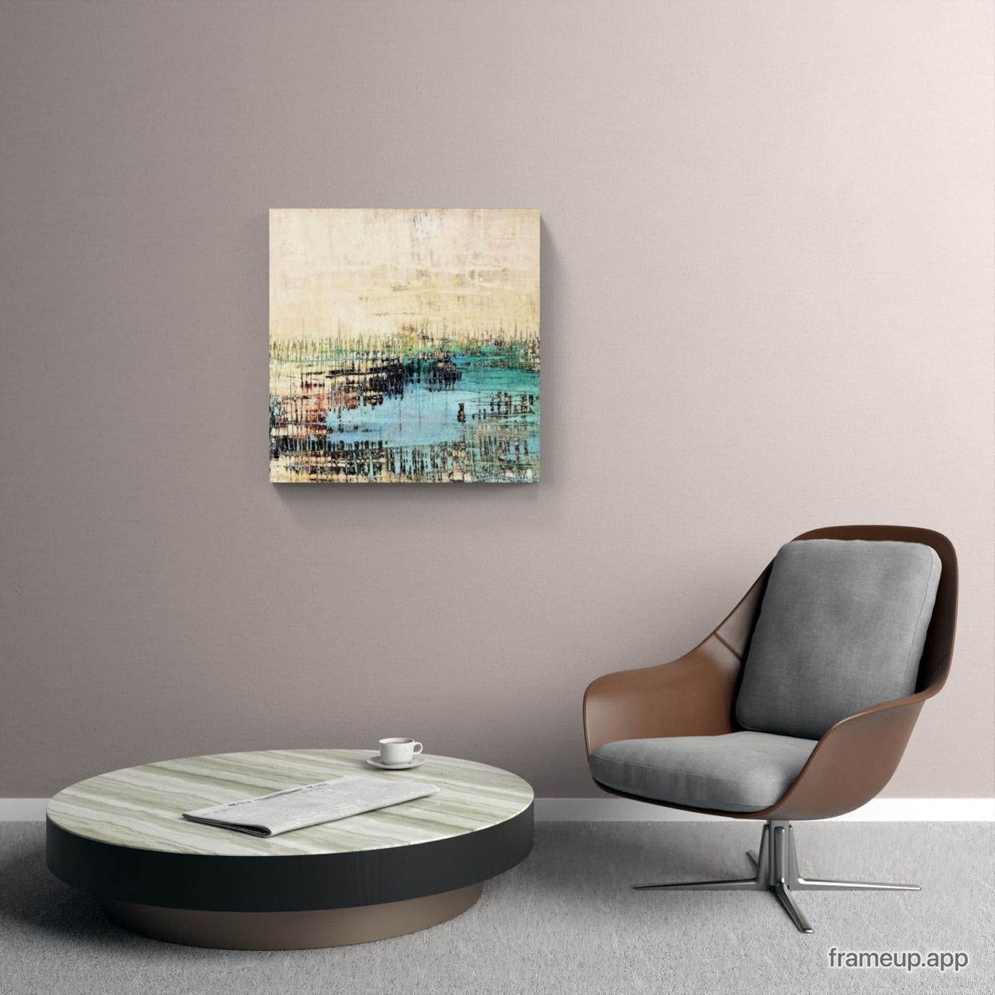 abstraktes Bild in beige, türkis - Hafenschilf mal anders - Moderne Auftragsmalerei Abstrakte Bilder & moderne Auftragsmalerei, abstrakte große bilder online kaufen, Auftrags Malere