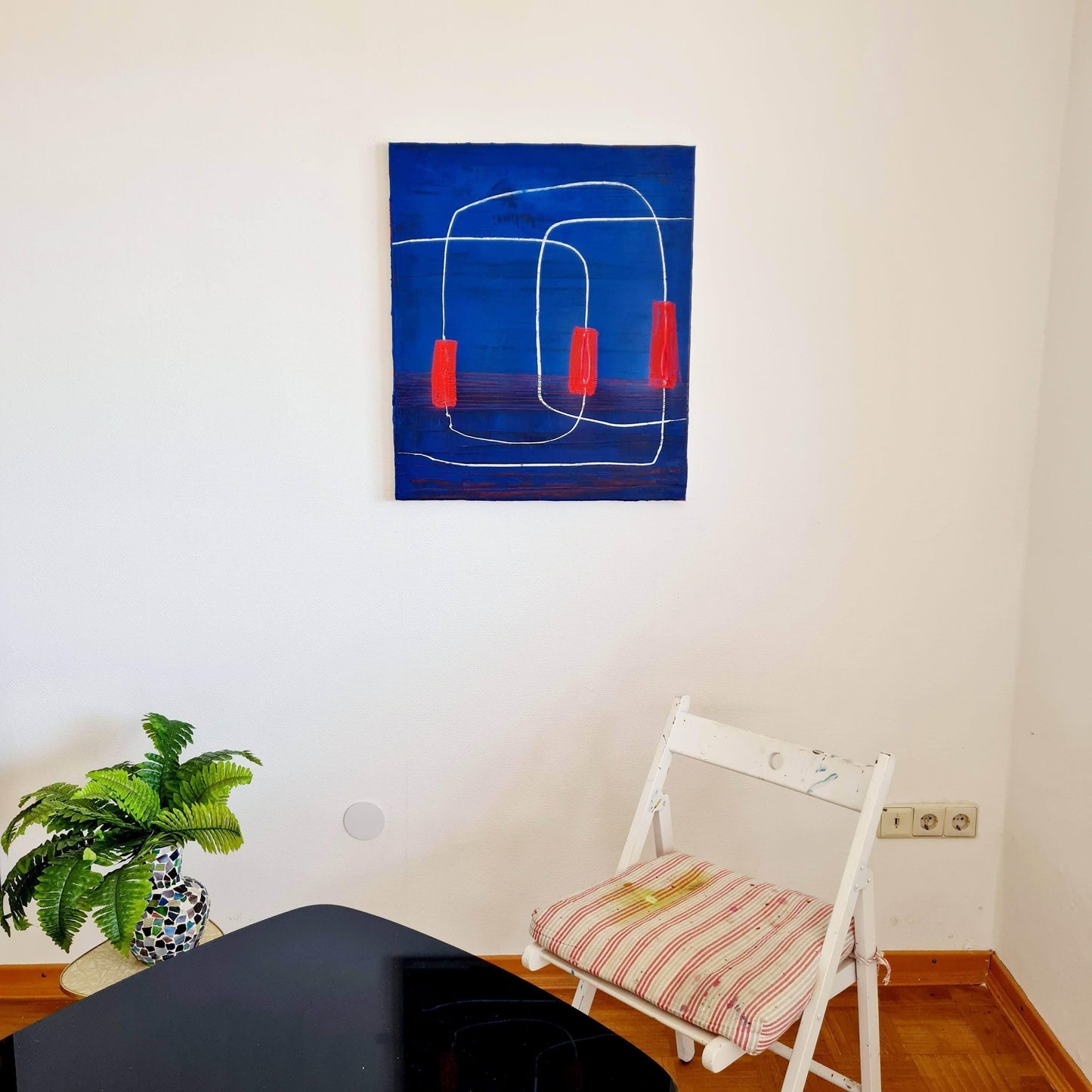 Kraftvolle Harmonie: Ein abstraktes moderndes Gemälde in Blau Rot Abstrakte Bilder & moderne Auftragsmalerei, abstrakte große bilder online kaufen, Auftrags Malere