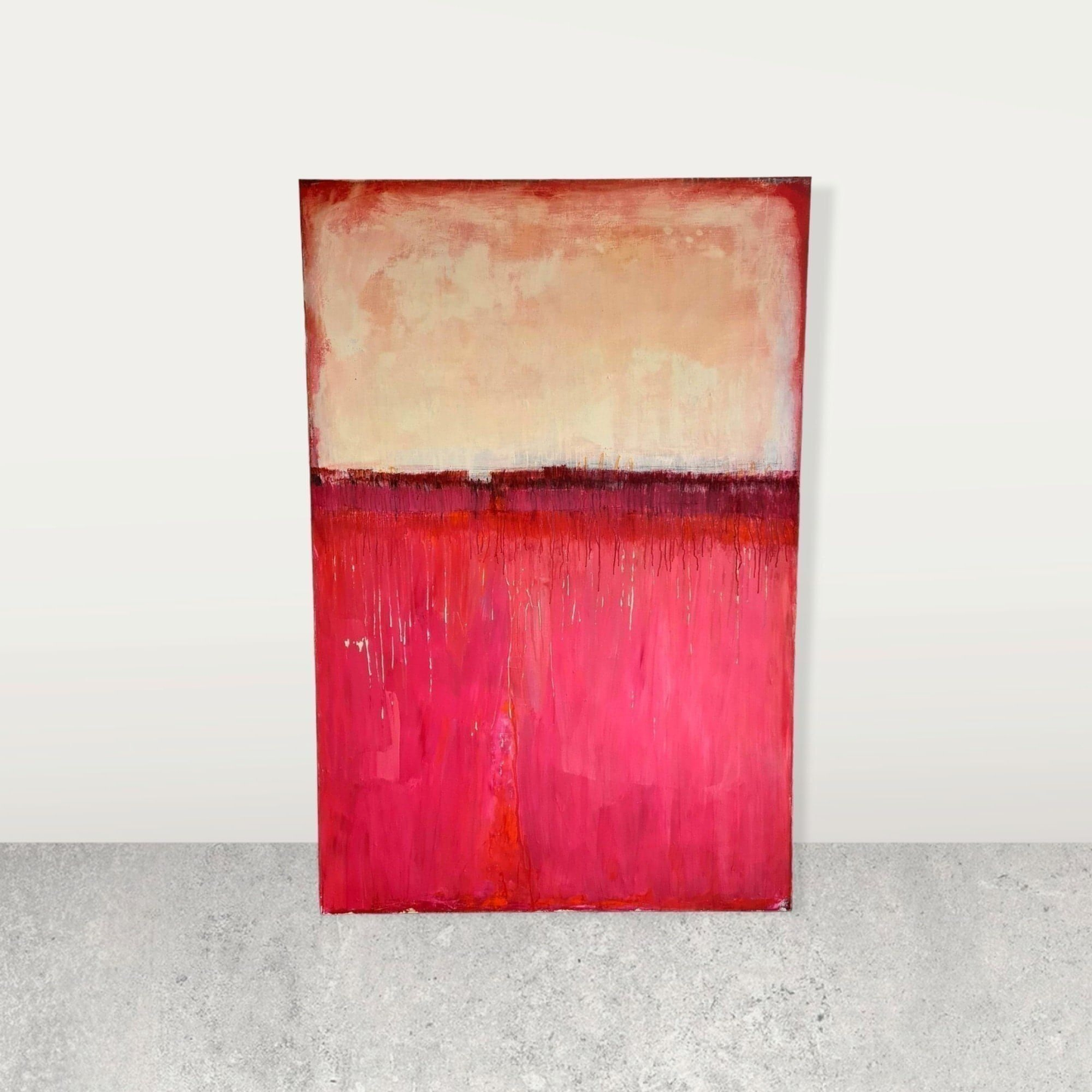 Rotes großes Kunstwerk für den Treppenaufgang - Der Weg zu Dir Abstrakte Bilder & moderne Auftragsmalerei, abstrakte große bilder online kaufen, Auftrags Malere