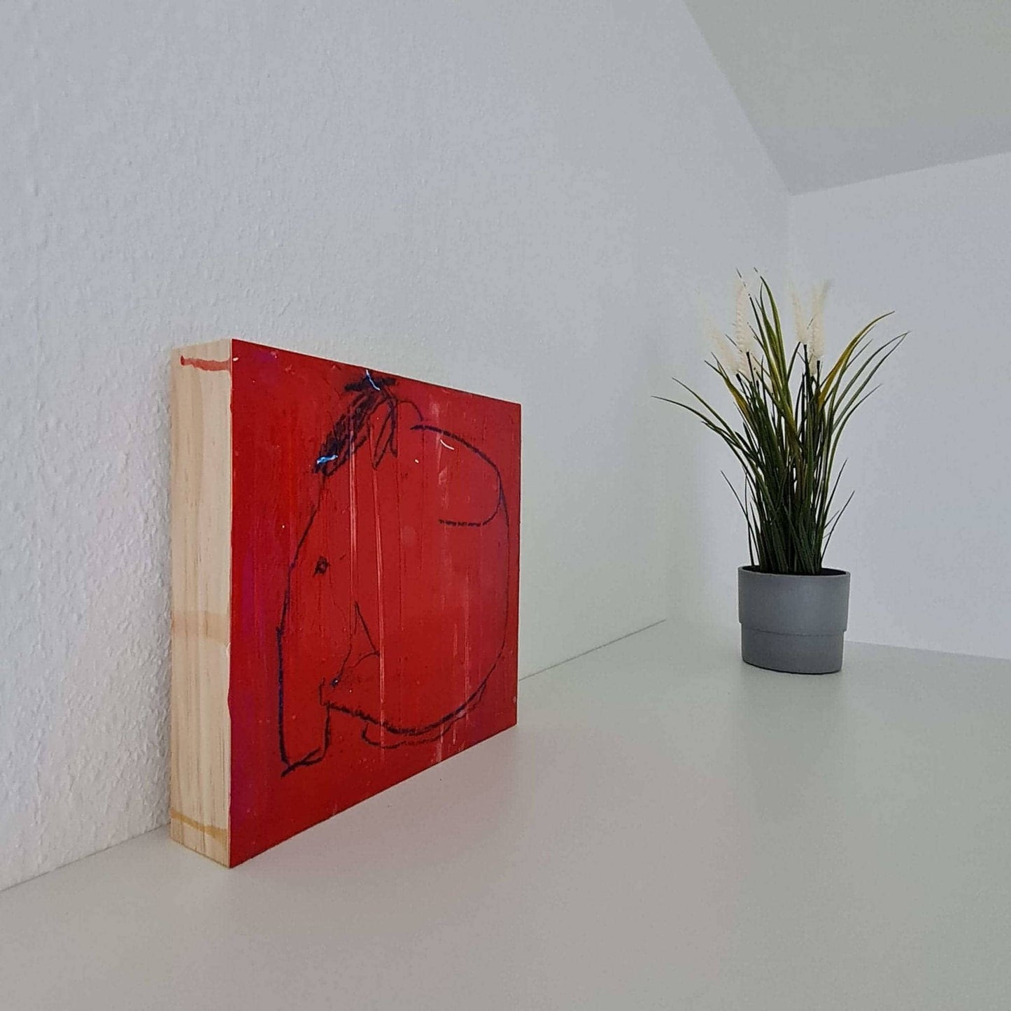 "Elefantenwitze" - Ein abstraktes Kunstwerk auf Holzkörper Abstrakte Bilder & moderne Auftragsmalerei, abstrakte große bilder online kaufen, Auftrags Malere