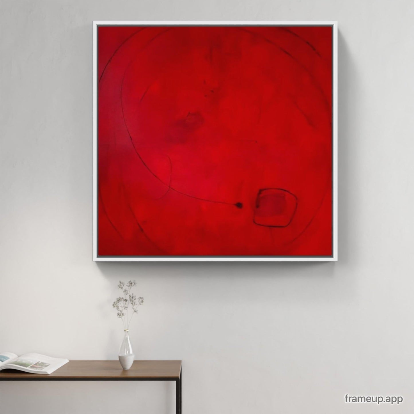 vorhandenes Unikat: Sommerzeit inkl. Schattenfugenrahmen / 120 x 120 cm / rot abstrakte acrylbilder auf leinwand