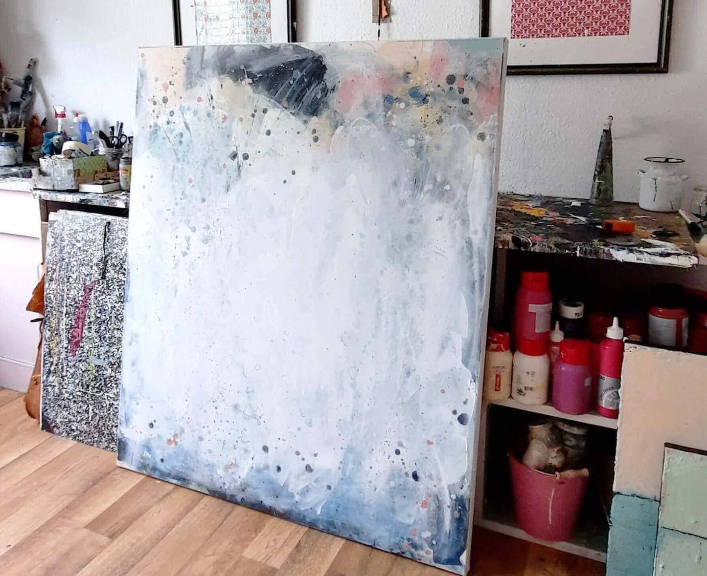 Pastellgemälde in 120 x 100 cm als Hommage an den beginnenden Frühling Abstrakte Bilder & moderne Auftragsmalerei, abstrakte große bilder online kaufen, Auftrags Malere