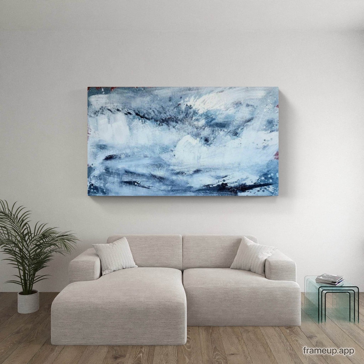 Morgentau xxl / 120 x 190 cm / blau abstrakte acrylbilder auf leinwand