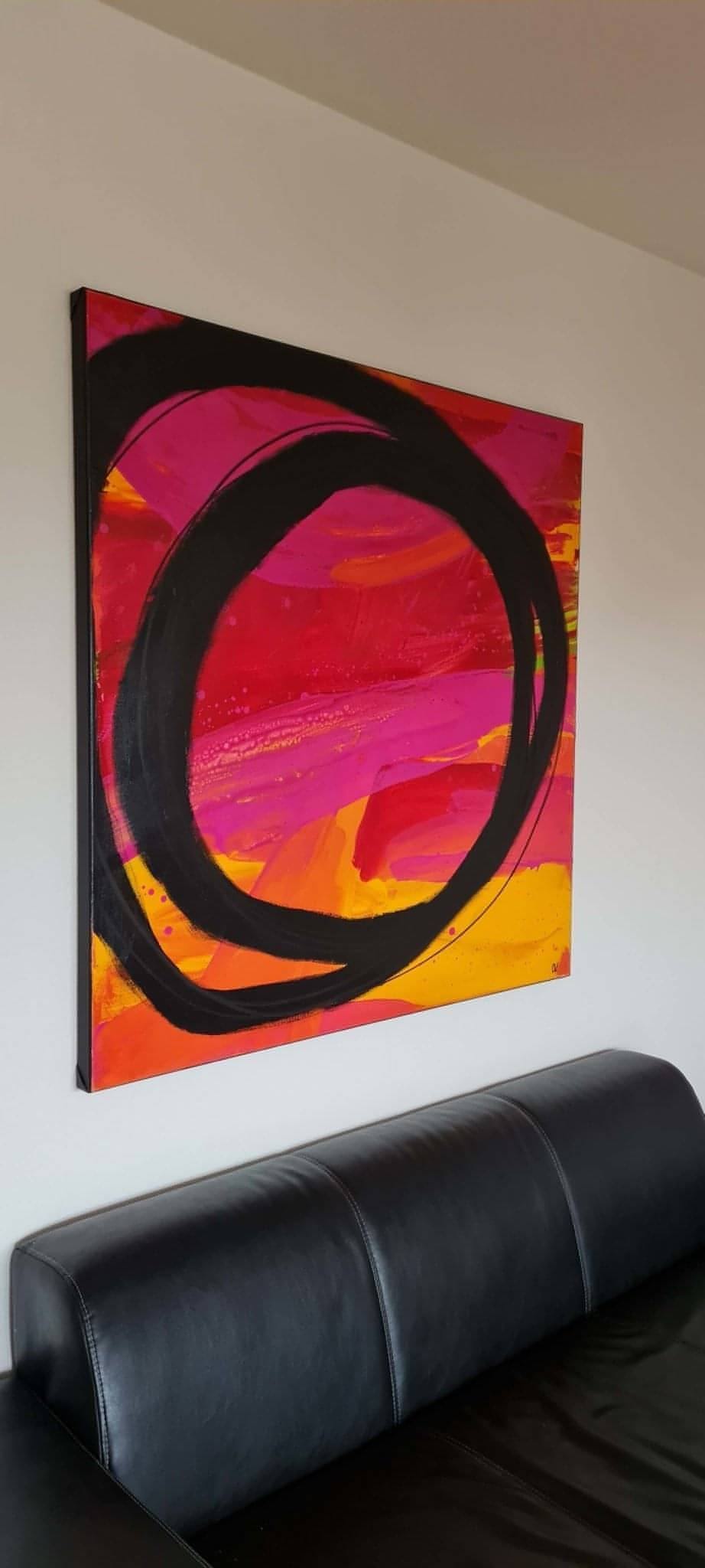 rotes Bild - Farbenprächtiges Kunstwerk: Abstraktes Gemälde Abstrakte Bilder & moderne Auftragsmalerei, abstrakte große bilder online kaufen, Auftrags Malere