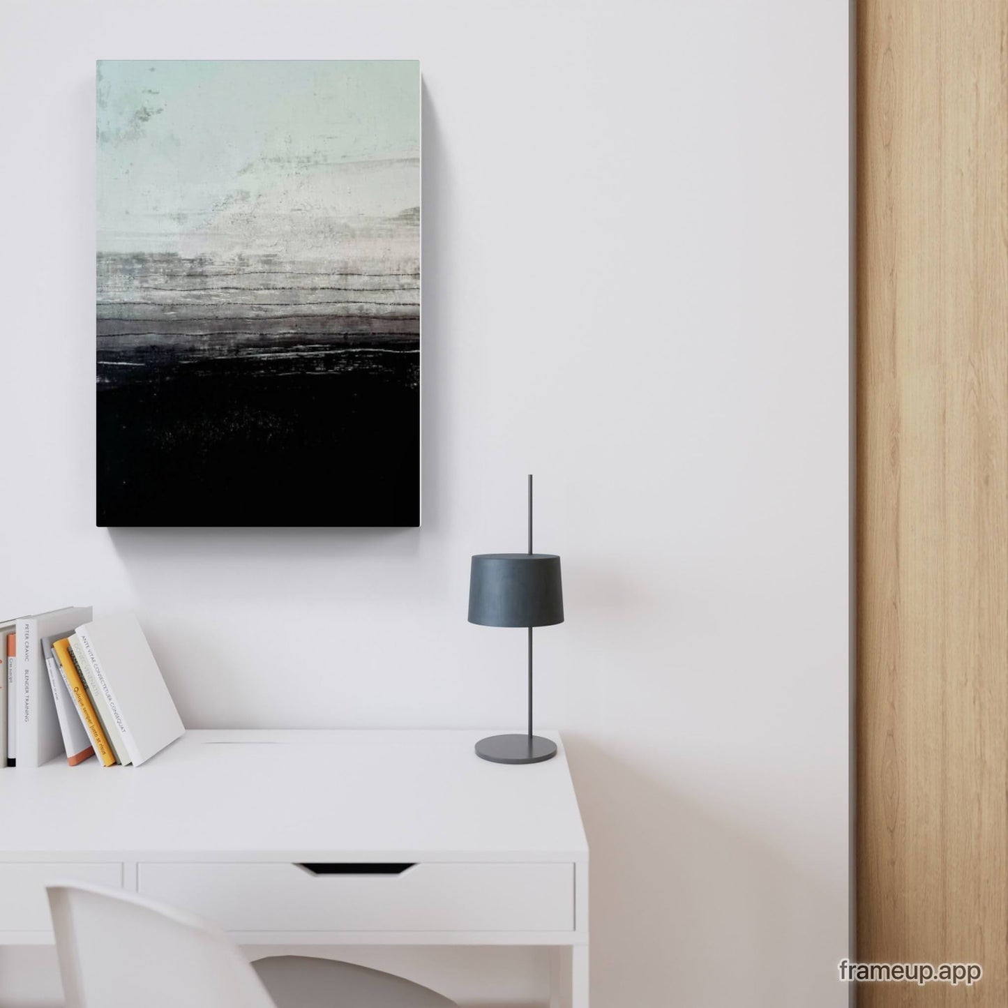 schwarzweißes Abstraktes Gemälde "Zwei Seiten (2)" aus regionalen Hölzern mit minimalistischem Design Abstrakte Bilder & moderne Auftragsmalerei, abstrakte große bilder online kaufen, Auftrags Malere
