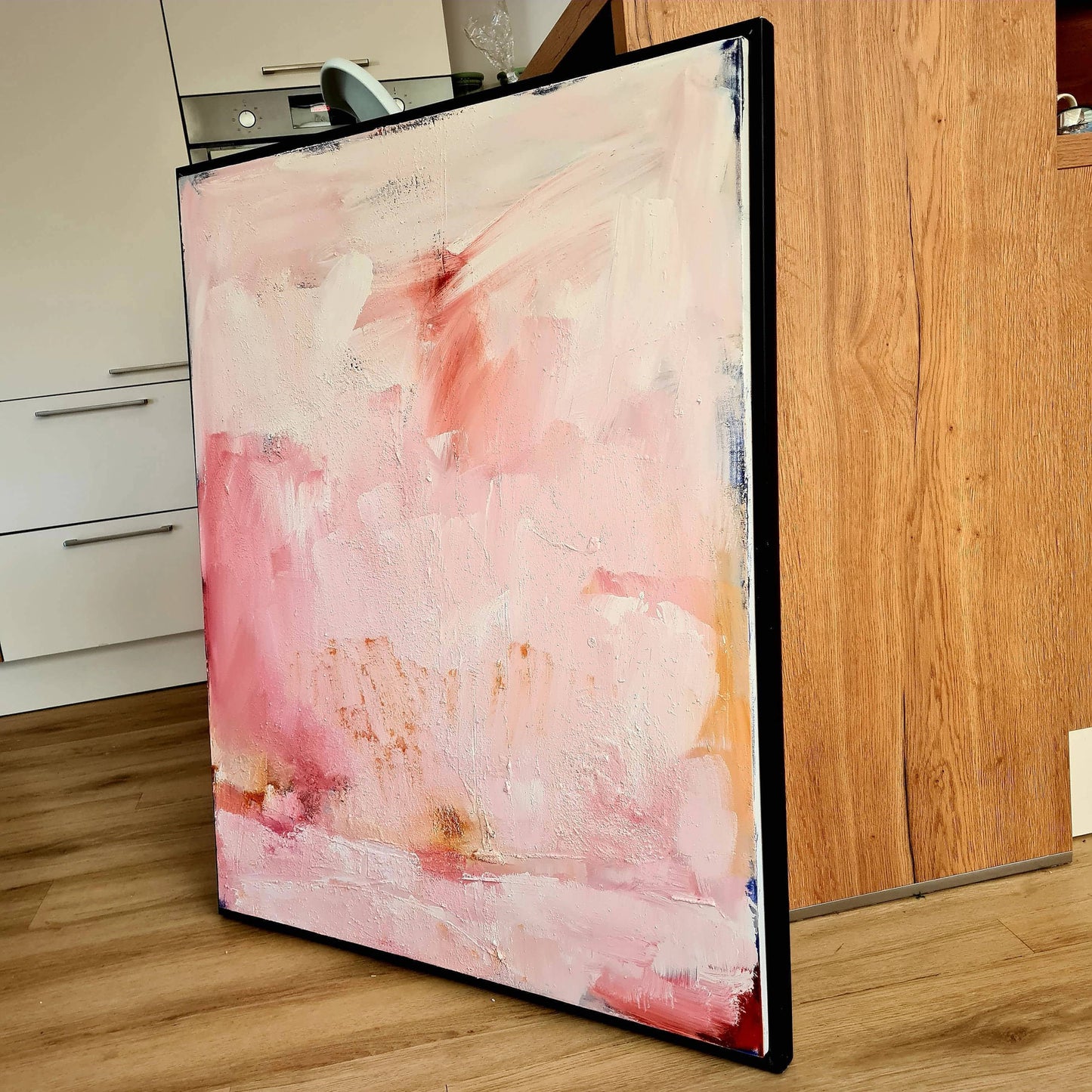 Individuelles Kunstwerk - Sanftes Rosa-Weißes Bild auf Bestellung Abstrakte Bilder & moderne Auftragsmalerei, abstrakte große bilder online kaufen, Auftrags Malere