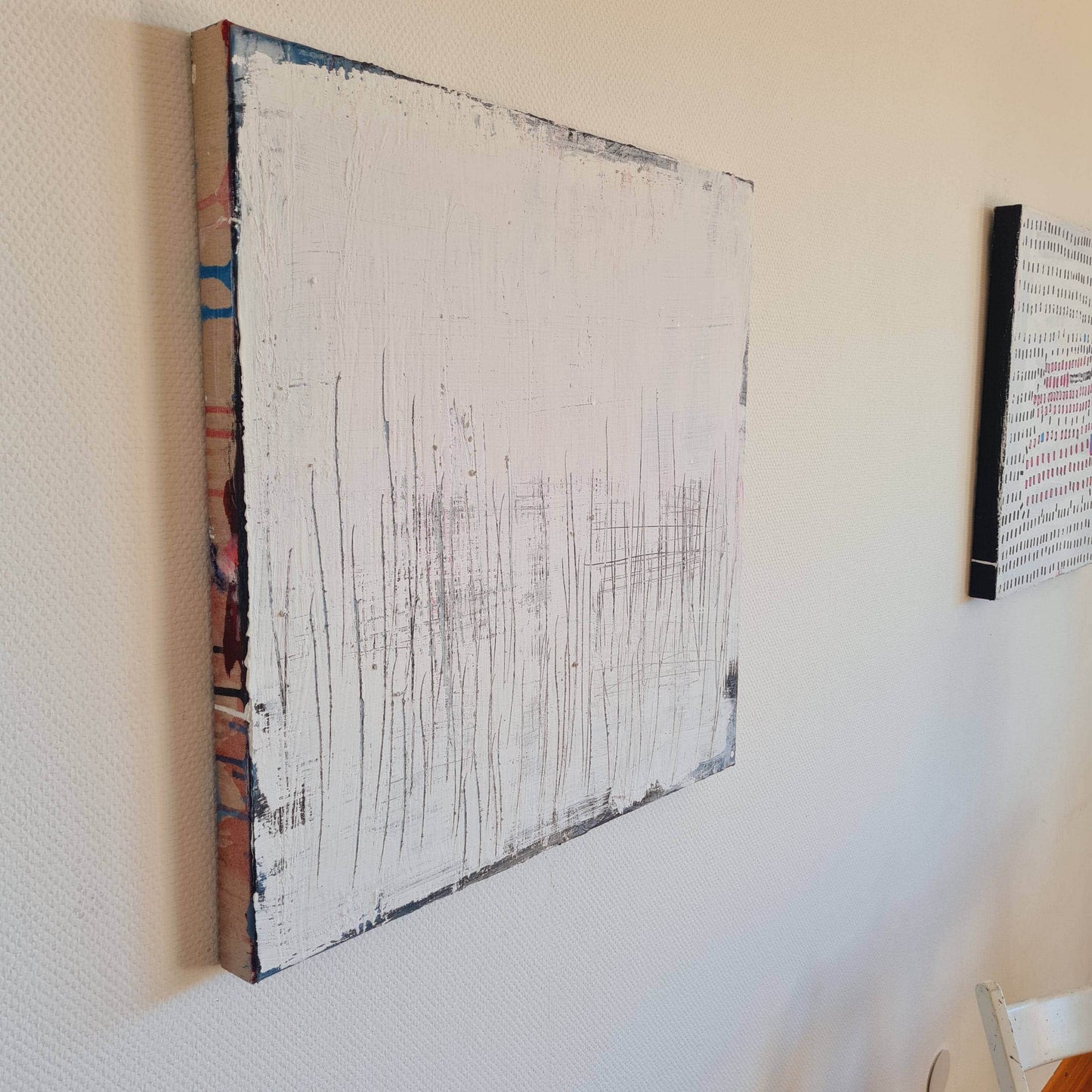 Vorfreude auf das Wochenende / 80 x 80 cm / weiss, Vorfreude auf das Wochenende / 160 x 100 cm / weiss, Vorfreude auf das Wochenende / 160 x 160 cm / weiss abstrakte acrylbilder auf leinwand