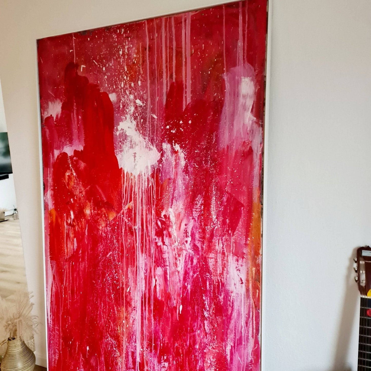 Rotes Kunstwerk für Treppenaufgang - Thema: Ideenrunde Abstrakte Bilder & moderne Auftragsmalerei, abstrakte große bilder online kaufen, Auftrags Malere