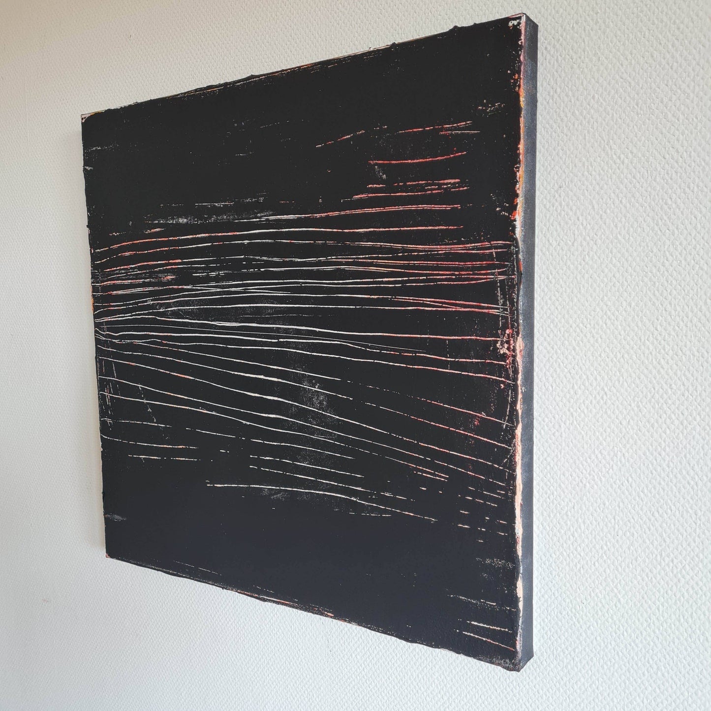 vorhandenes Unikat: Immer dem Weg entlang / 60 x 60 cm / schwarzweiss abstrakte acrylbilder auf leinwand